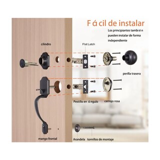Foto 3 | Juego Cerradura Lab.g Puerta Manija De Puerta De Servicio Pesado Negro