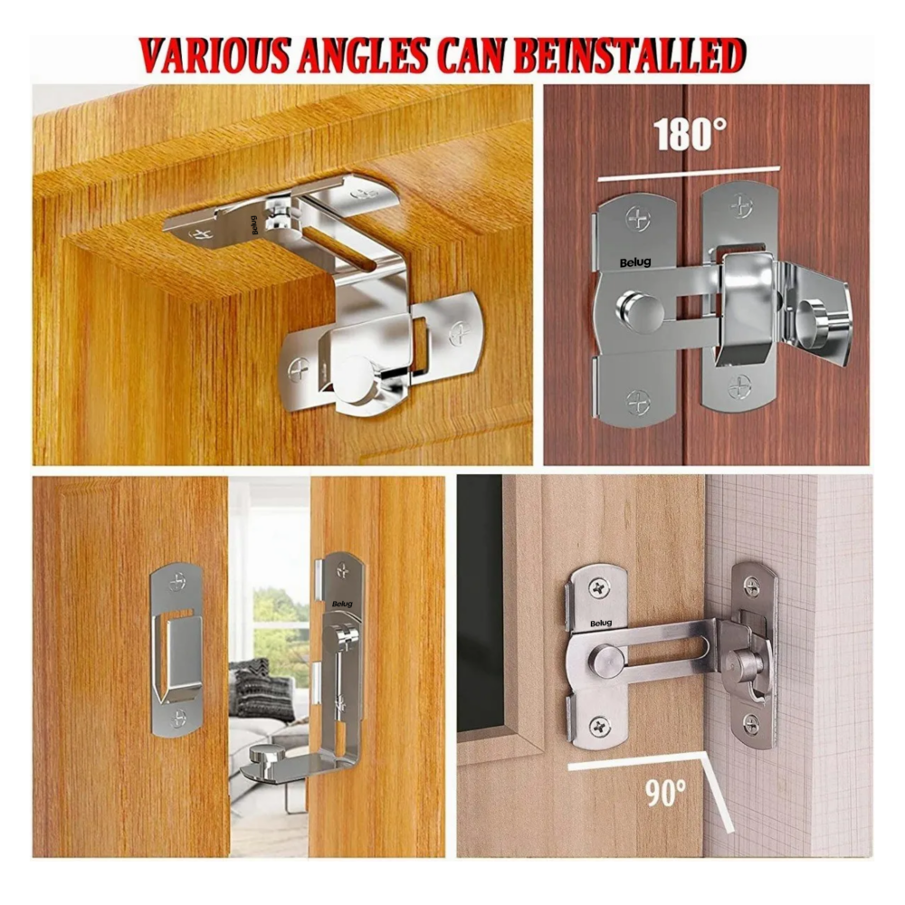 Foto 5 | Ángulo Recto Cerrojos Y Pestillo Para Puertas Belug, 2 Piezas Plata