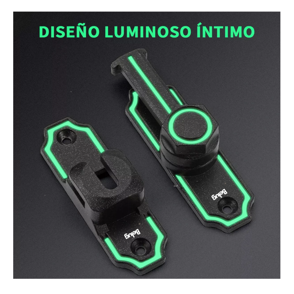Foto 6 pulgar | Pestillo Luminoso 180° Para Puerta Baño Belug Negro Verde