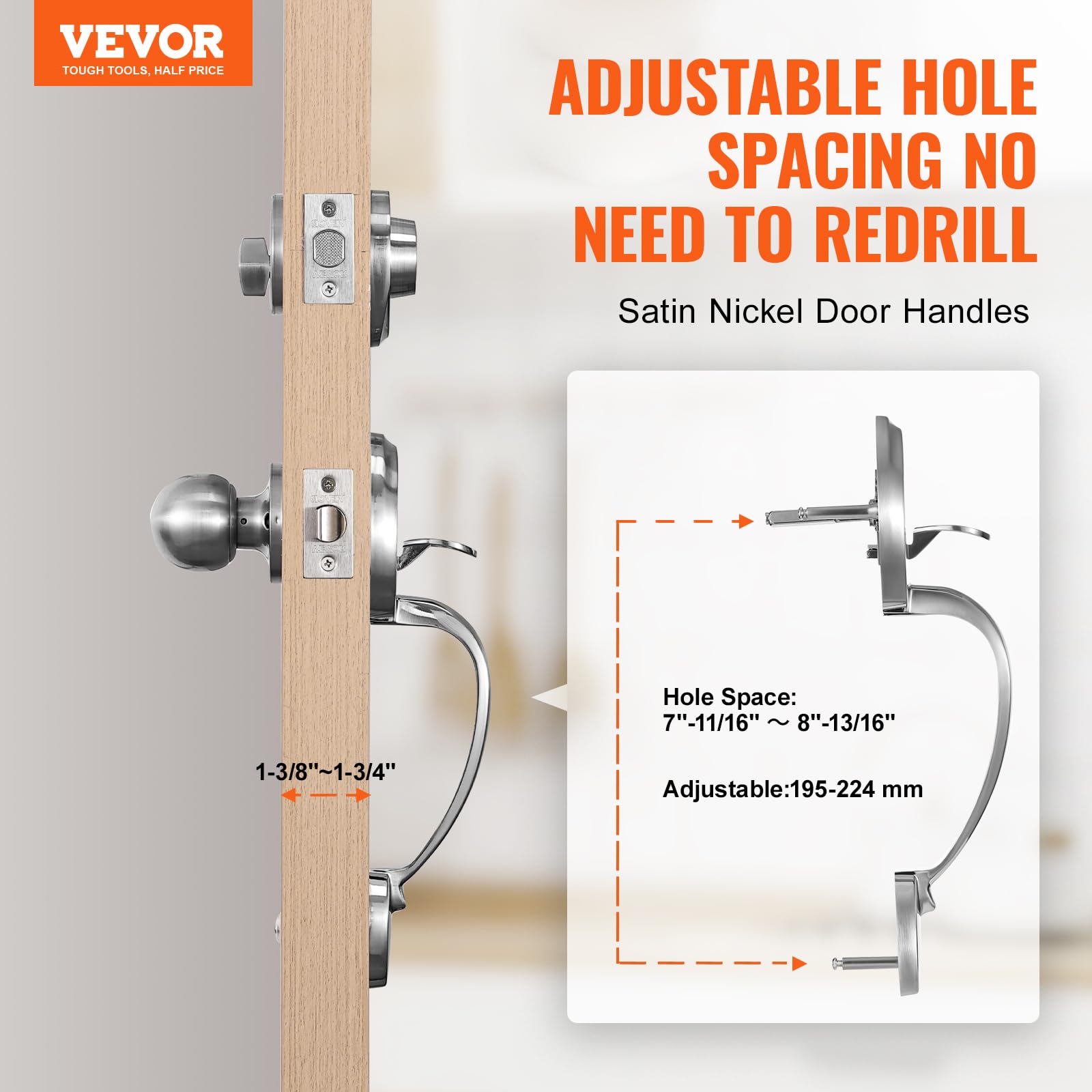 Foto 2 | Juego De Manijas Y Cerrojos Para Puerta Delantera Vevor Satin Nickel - Venta Internacional.