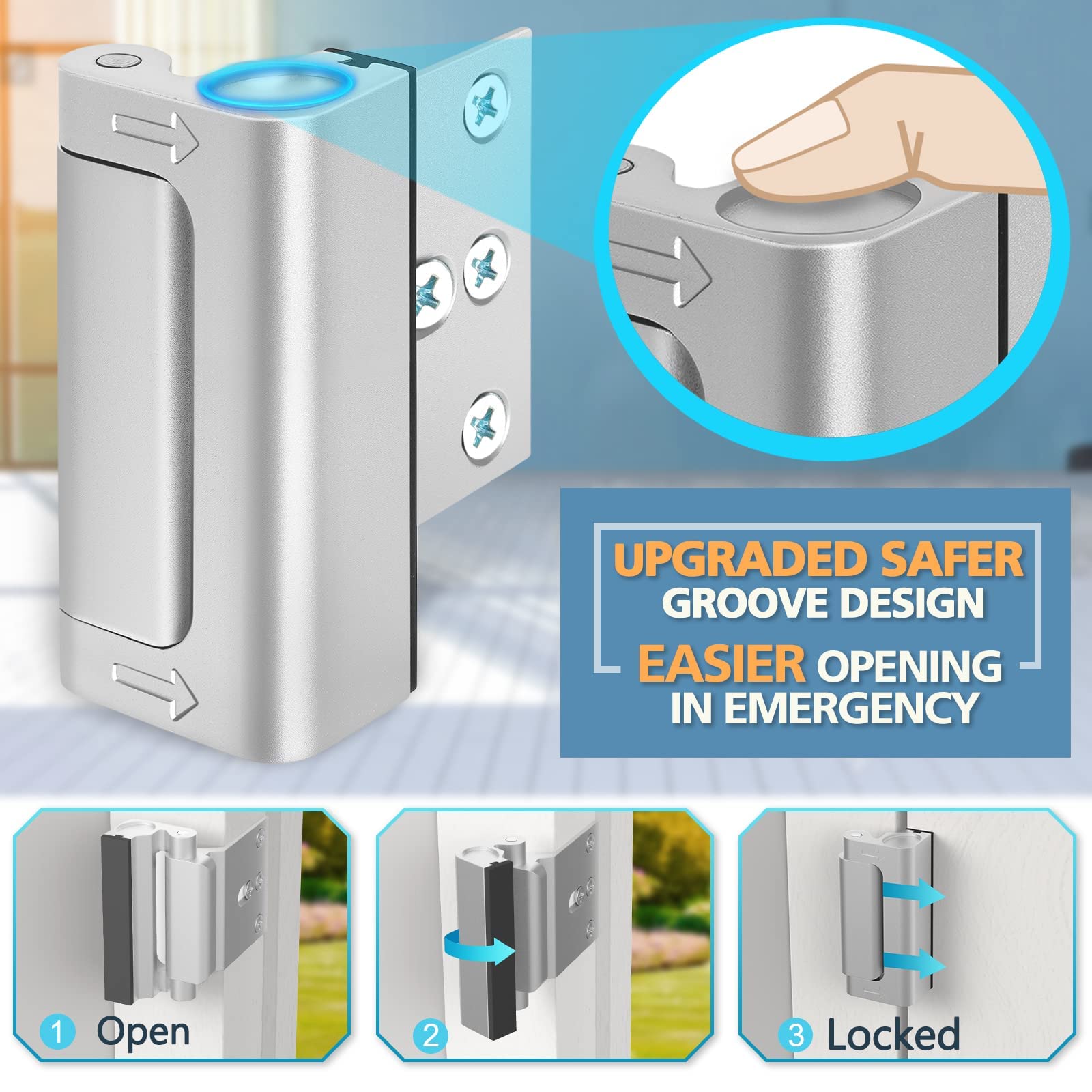 Foto 3 pulgar | Cerradura De Puerta Winonly, Refuerzo De Seguridad Para El Hogar, 800 Libras - Venta Internacional.