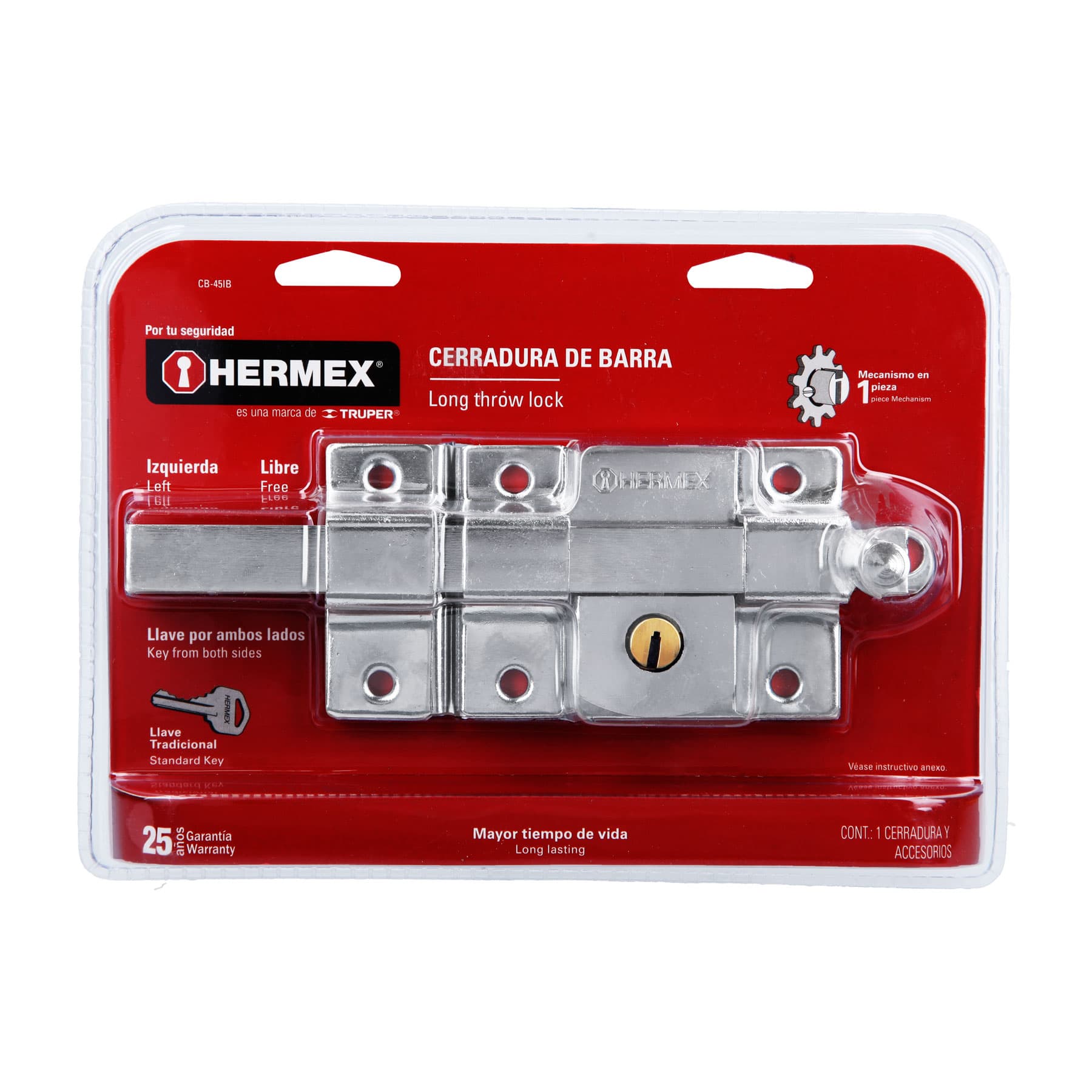 Foto 2 | Cerradura de Barra Libre Izquierda Blíster Hermex