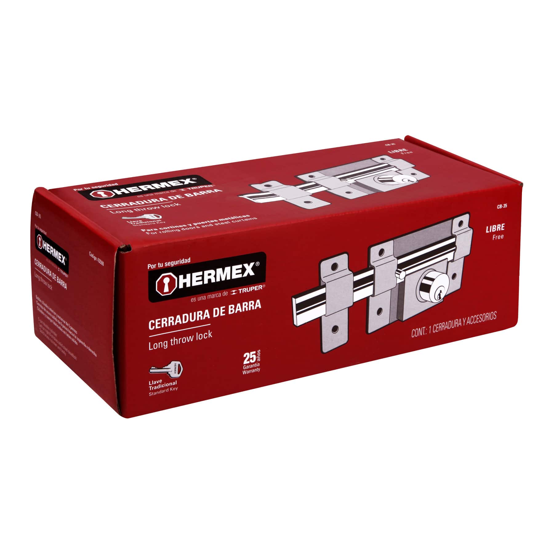 Foto 2 | Cerradura de Barra Libre Hermex CB-35 color Gris