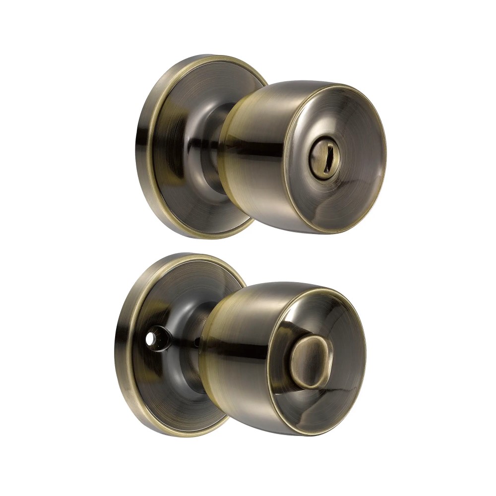 Pomo Tubular Lock Copa Recta Acabado Latón Antiguo Estándar