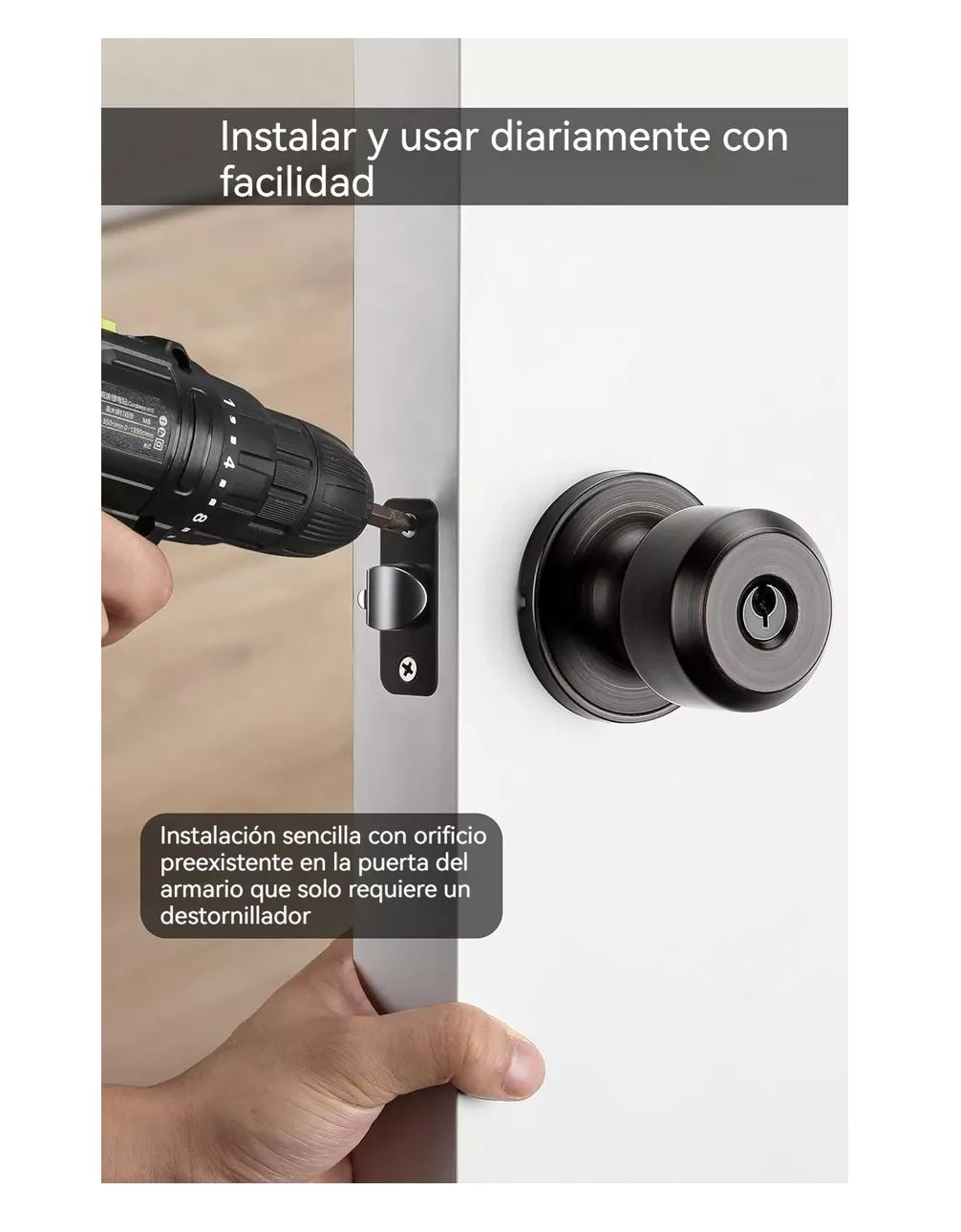 Foto 4 pulgar | Cerraduras para Chapa de Perilla Acero Inoxidable 2 Piezas Negro