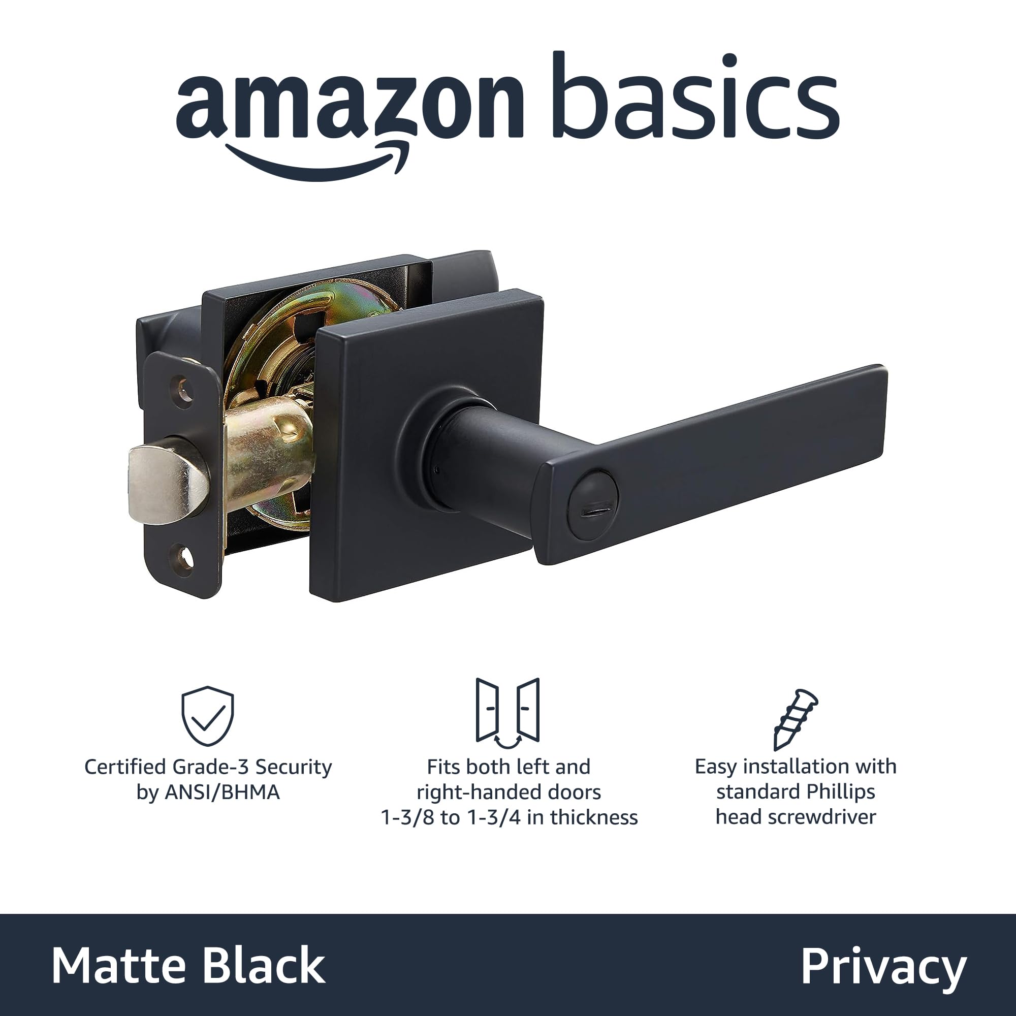 Foto 2 | Palanca de Puerta Amazon Basics Contemporary Stamford Privacy - Venta Internacional