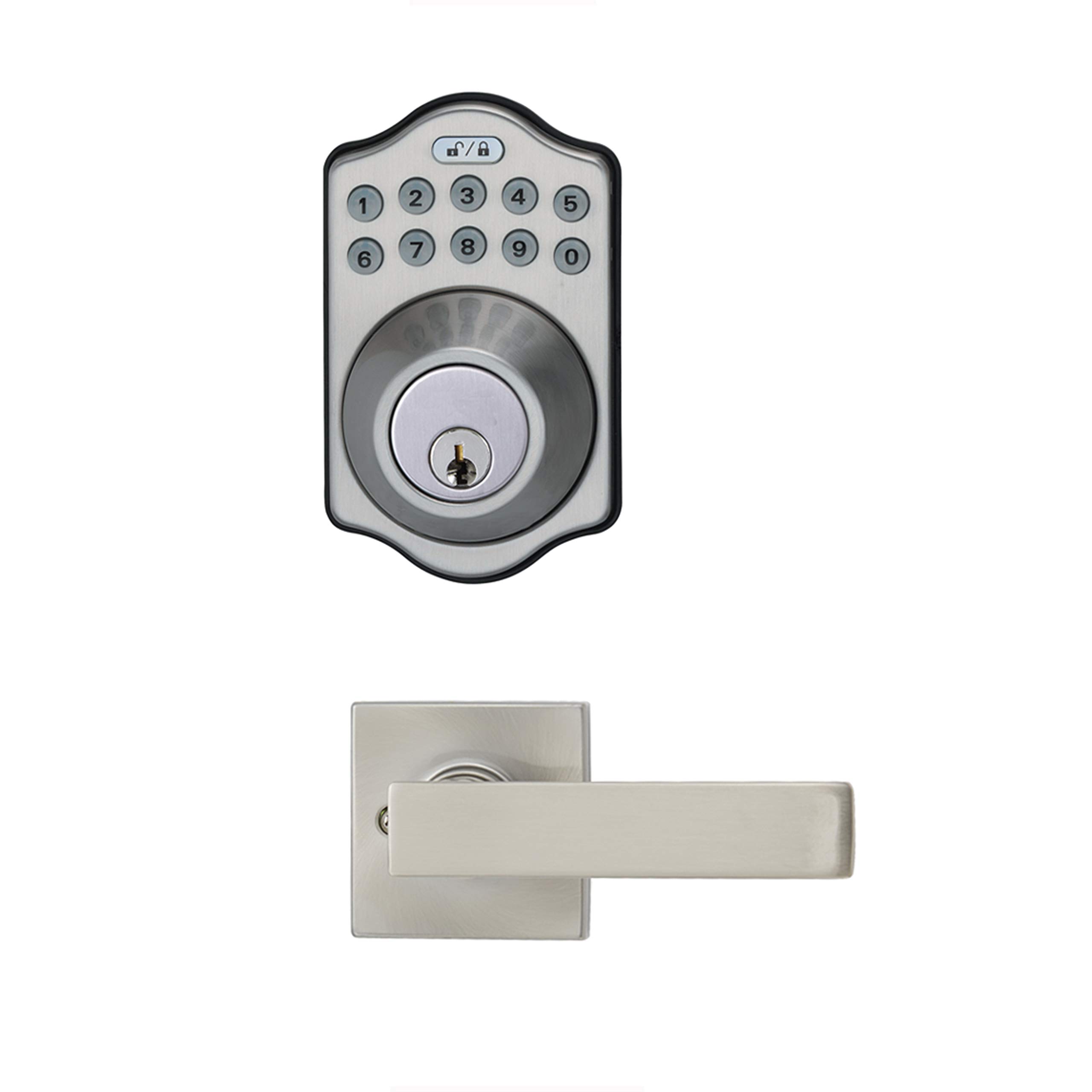 Foto 1 | Cerradura De Puerta Amazon Basics, Electrónica Contemporánea, Níquel Satinado - Venta Internacional.
