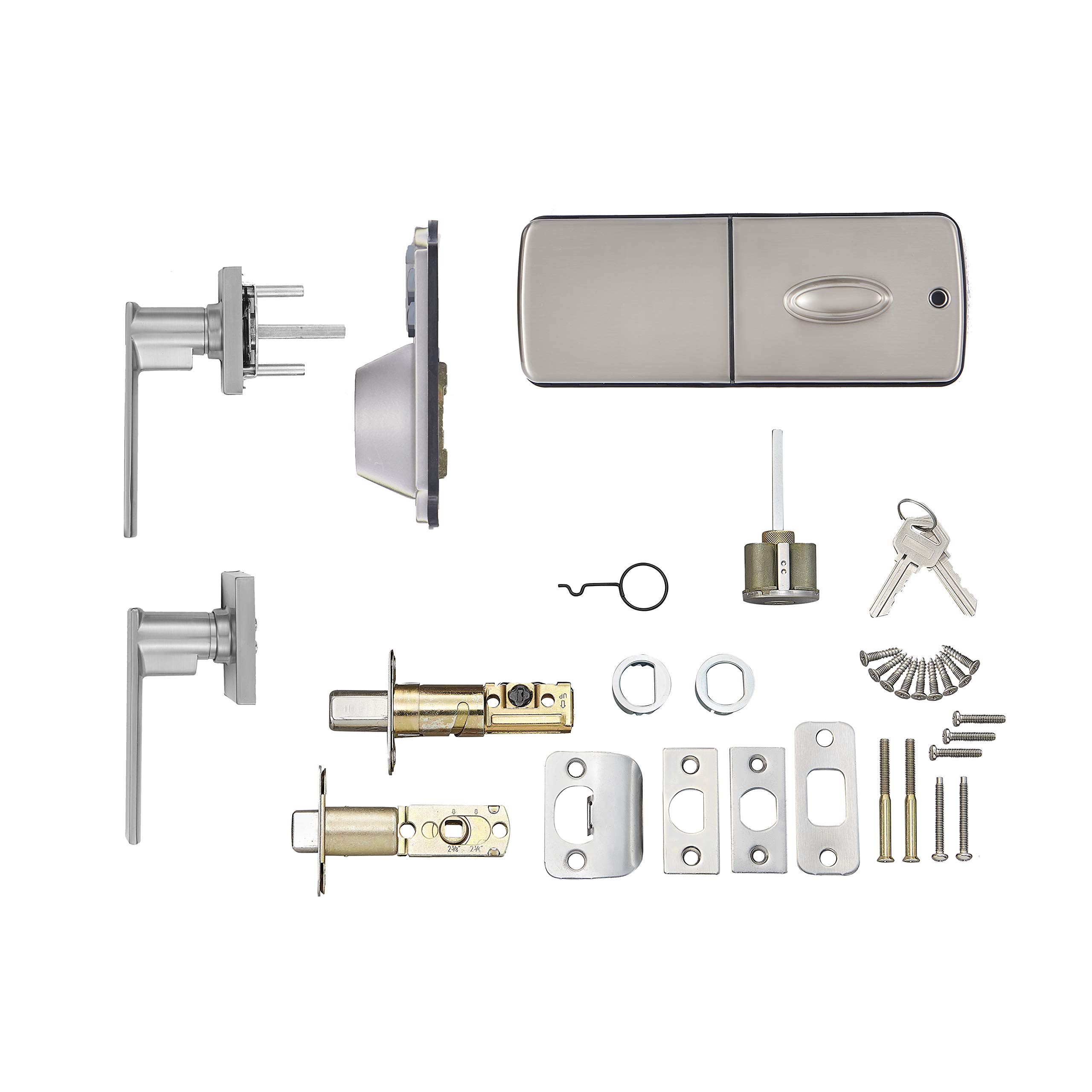 Foto 4 pulgar | Cerradura De Puerta Amazon Basics, Electrónica Contemporánea, Níquel Satinado - Venta Internacional.