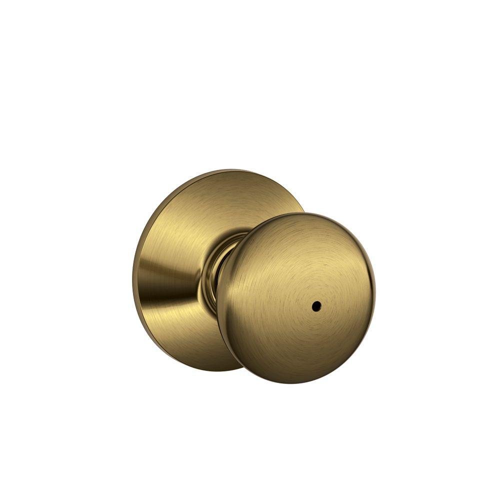 Pomo De Puerta Schlage Plymouth Para Cama Y Baño, Latón Envejecido - Venta Internacional.