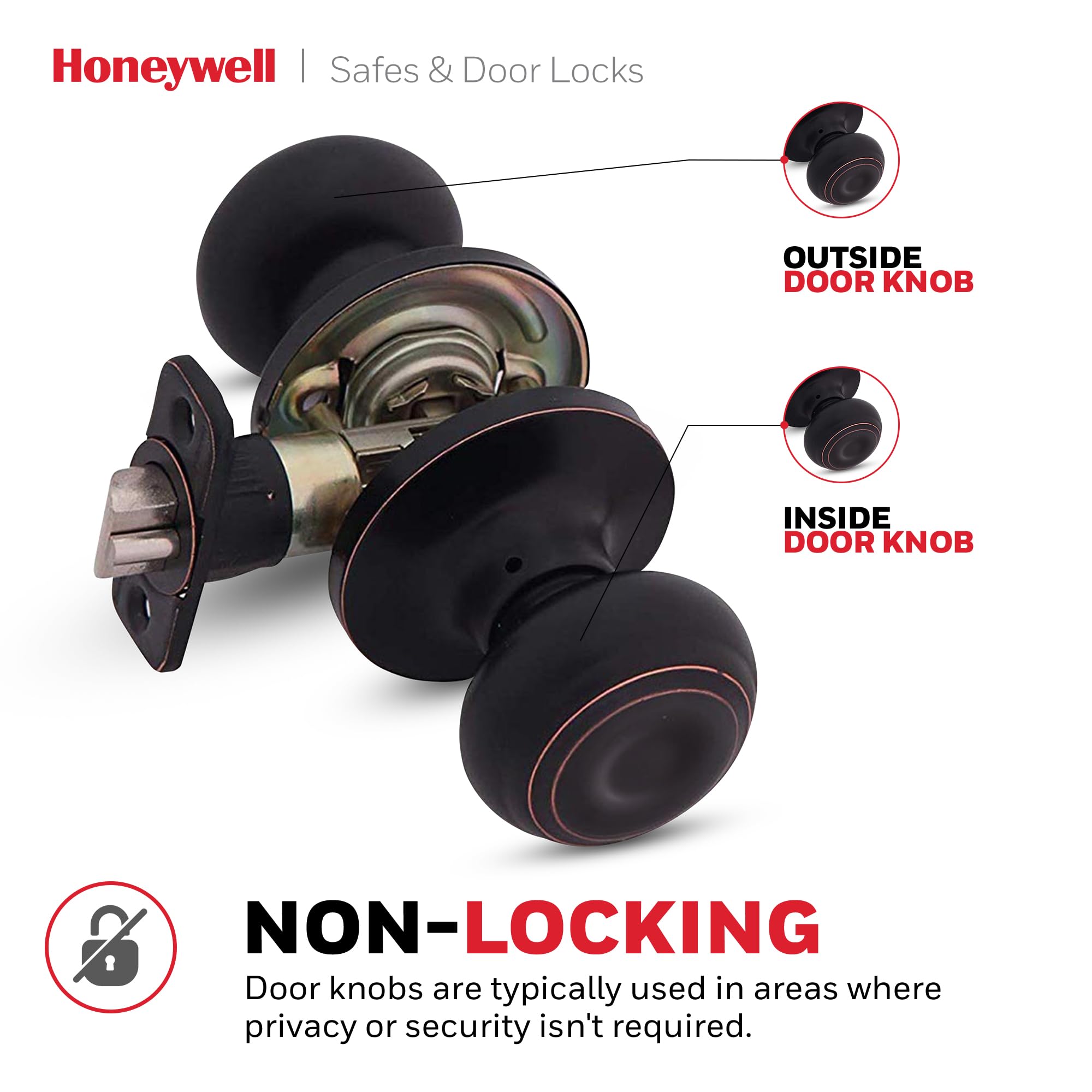 Foto 5 pulgar | Pomo De Puerta Honeywell Classic Passage Interior Bronce - Venta Internacional.