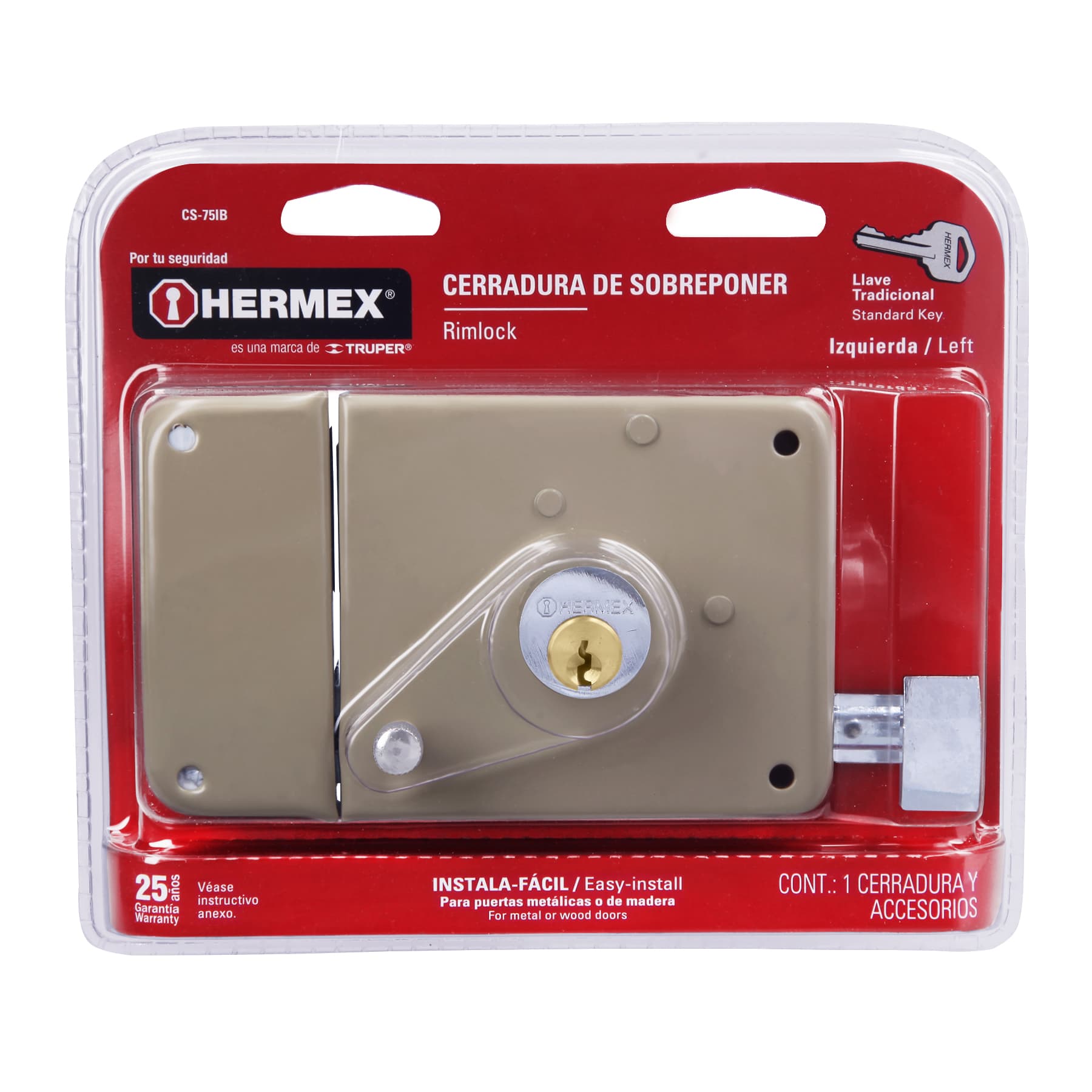 Foto 2 | Cerradura de Sobreponer Hermex Cs75ib color Gris
