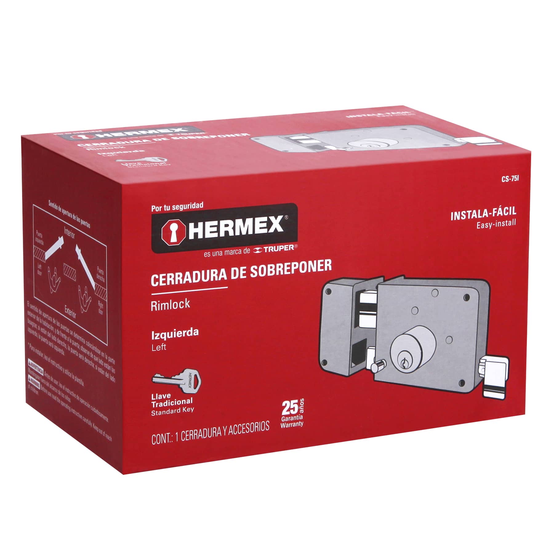 Foto 3 pulgar | Cerradura de Sobreponer Hermex Cs75i color Gris