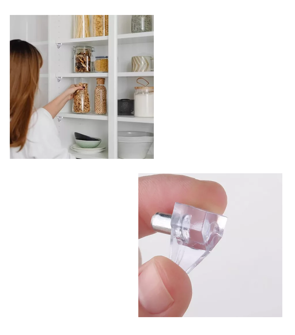 Foto 4 pulgar | Soporte Sostén Para Entrepaño Con Perno 200 Pzs, Transparente