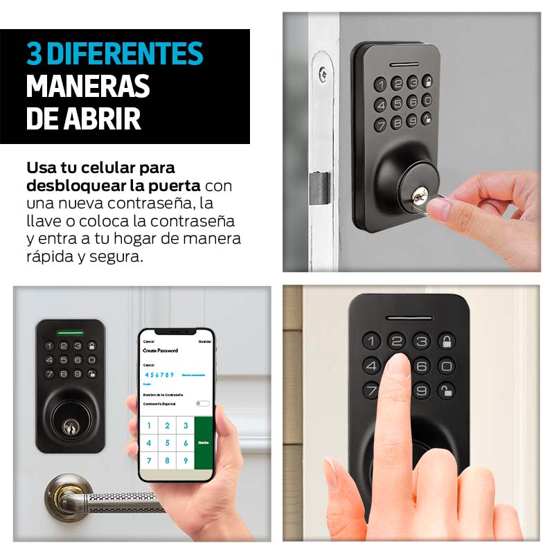 Foto 5 | Cerradura Inteligente para Exterior 3 en 1 Redlemon 83622 Negra