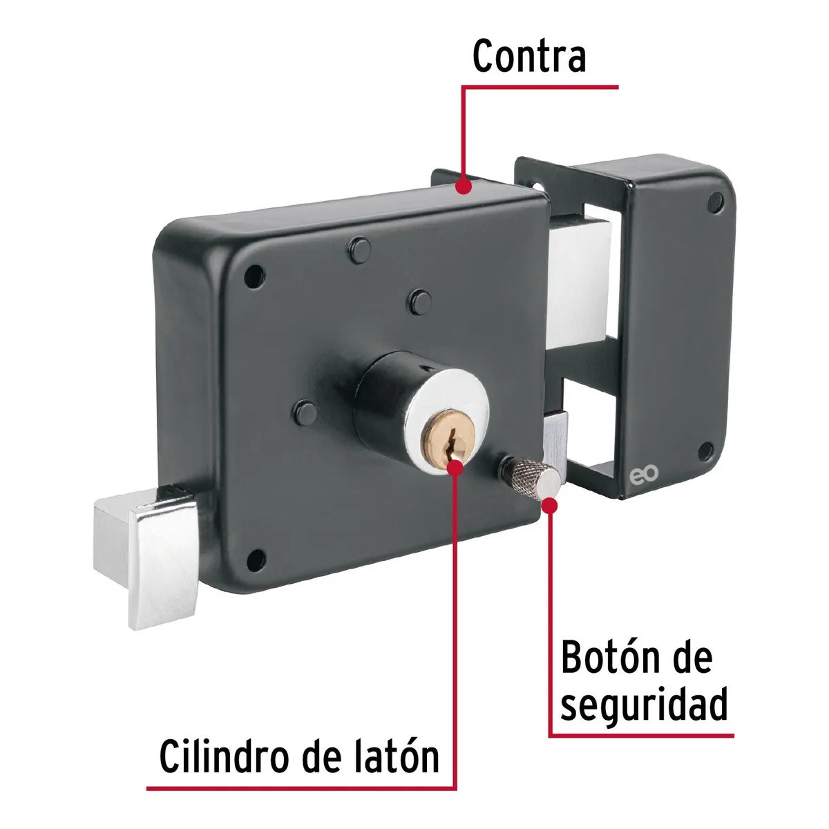 Foto 3 pulgar | Cerradura De Sobreponer Derecha Eo Safe Imports Esi-18793 Negro