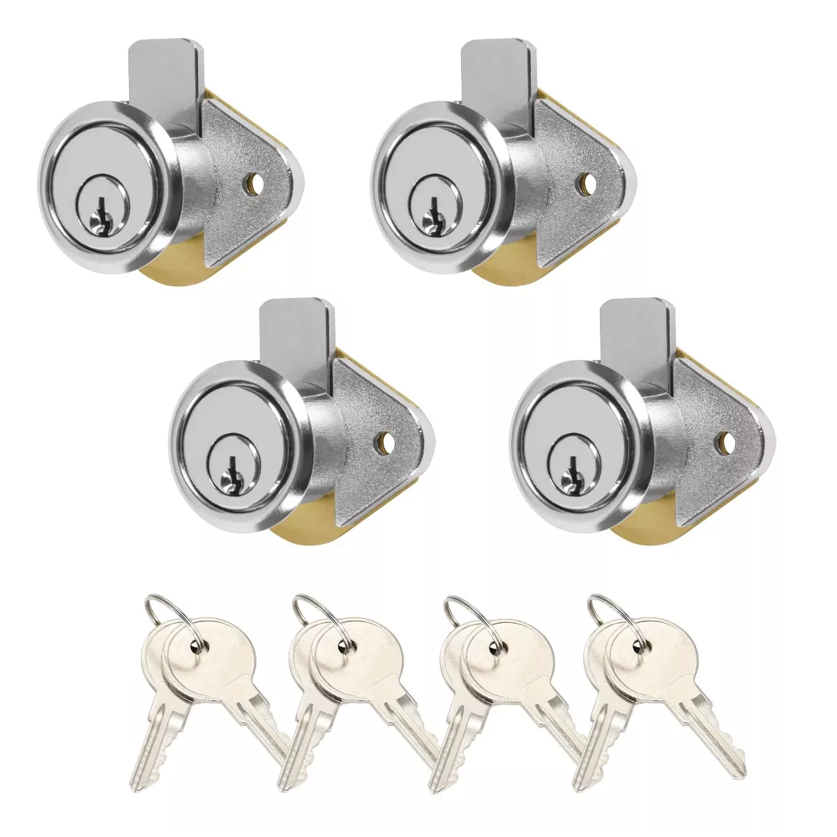 Foto 1 | 4 Pzs Cerradura Chapa Cajón Muebles Closet Con Llaves Reforz Eo Safe Imports Esi-15616 Plata