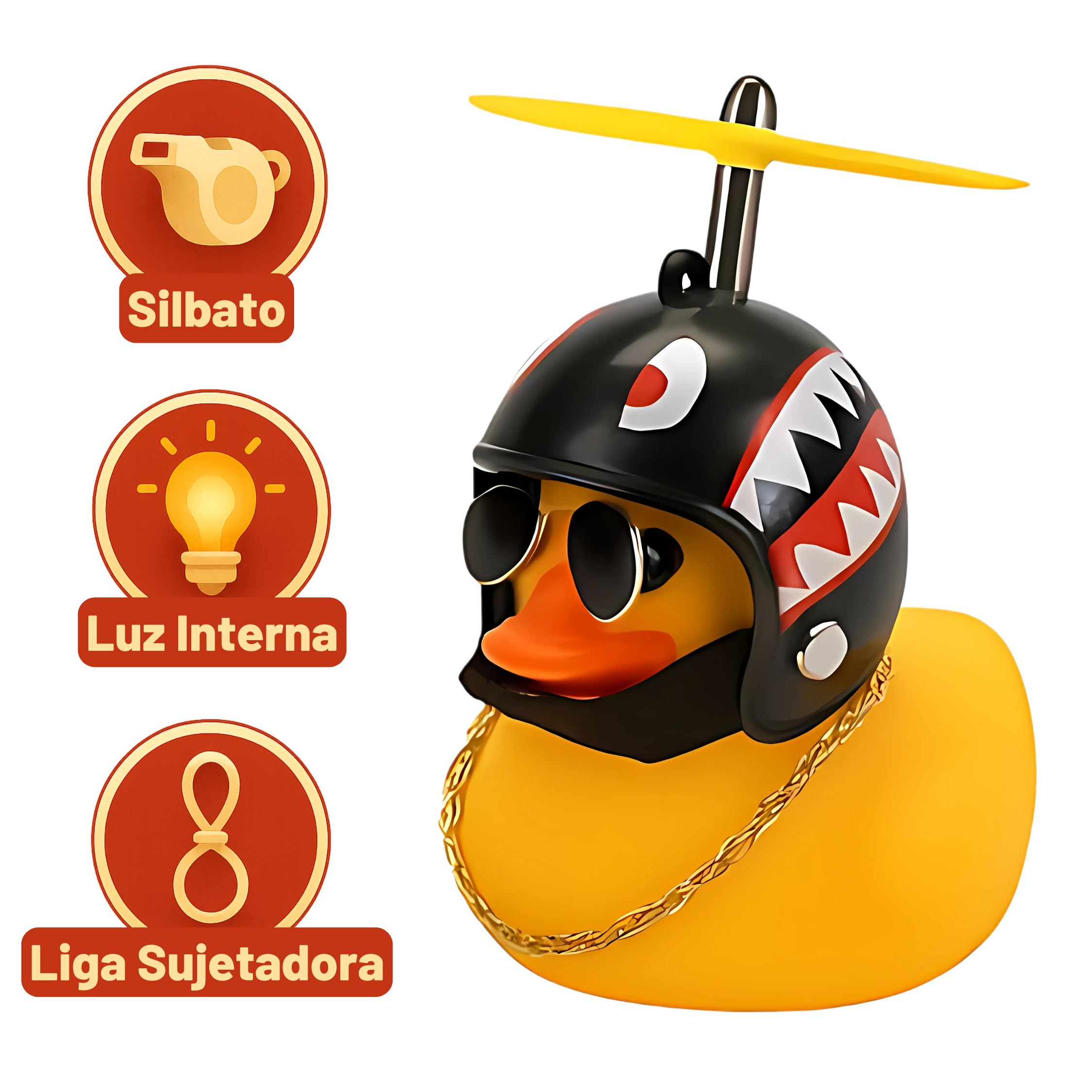 Foto 9 pulgar | Pack 5 Patitos Hule Casco Tiburón Hélice Lentes Decorativos Para Moto Bicicleta Auto