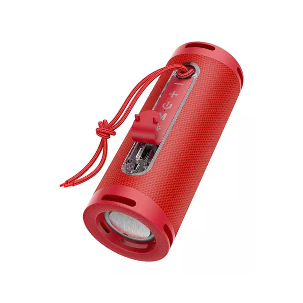 Bocina Hoco Hc9 Color Rojo Portátil Aux Luz Led Ambiental