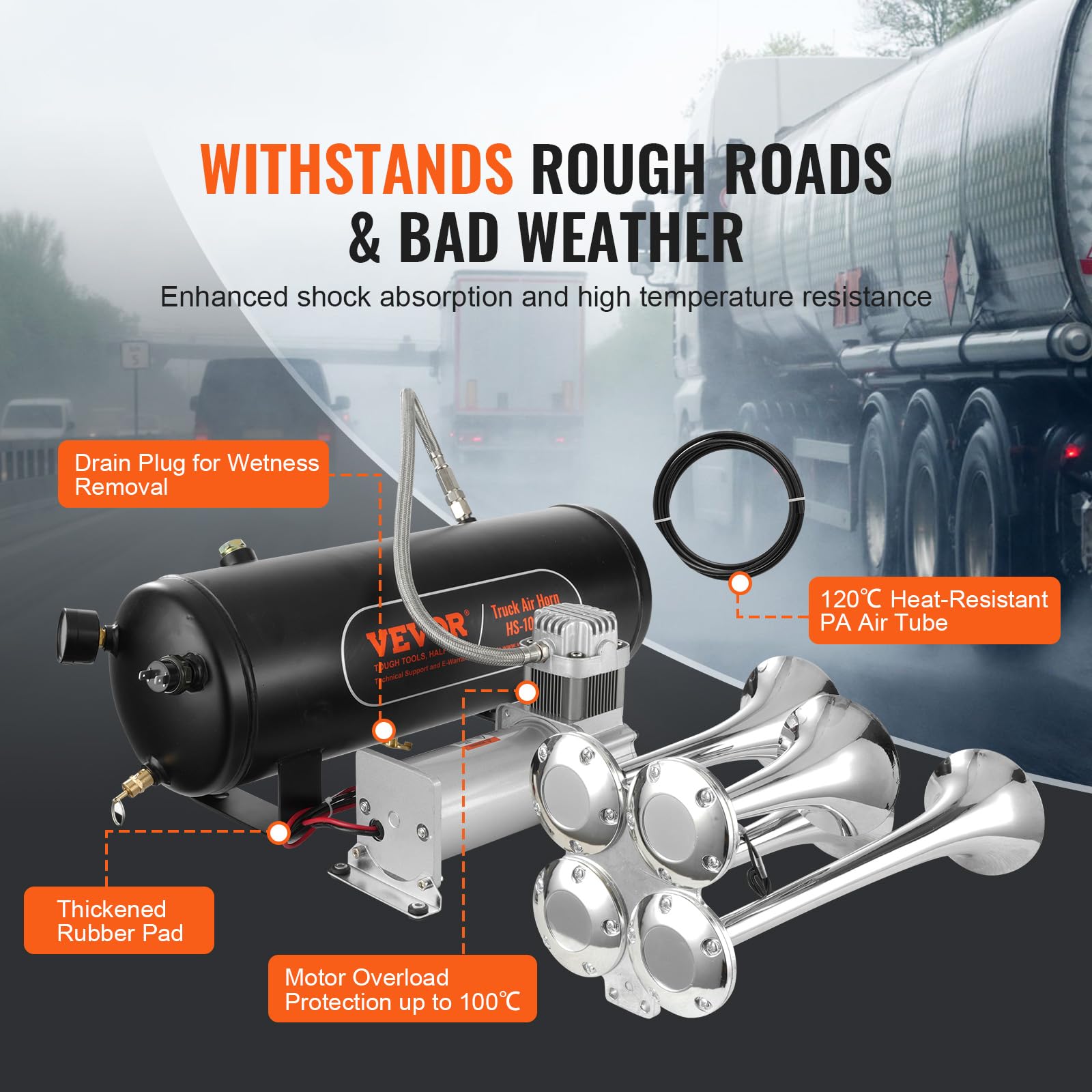 Foto 4 | Kit De Trompetas Train Horns Vevor 4, 150 Db, Para Camionetas De 12 V - Venta Internacional.