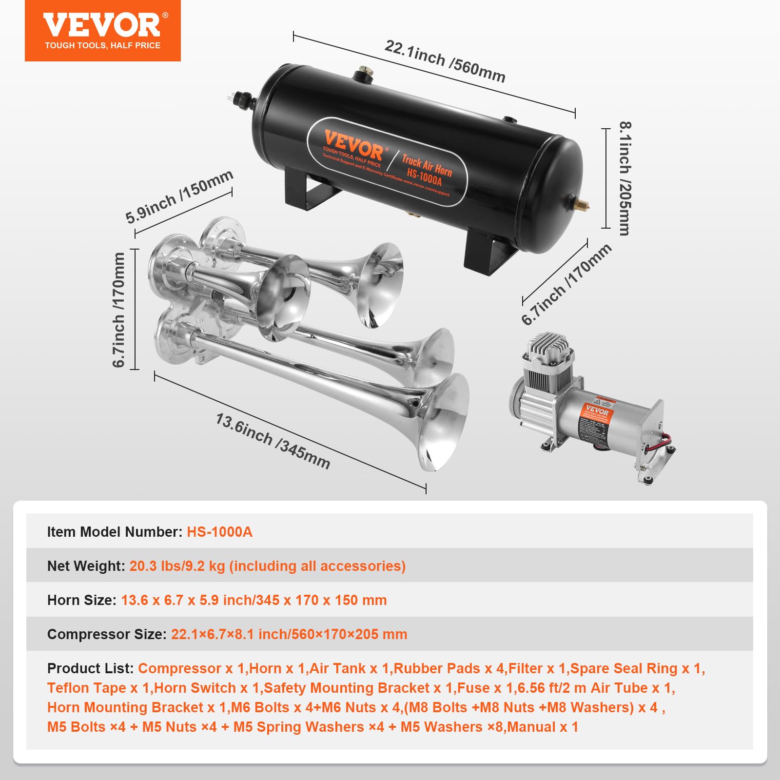 Foto 7 | Kit De Trompetas Train Horns Vevor 4, 150 Db, Para Camionetas De 12 V - Venta Internacional.