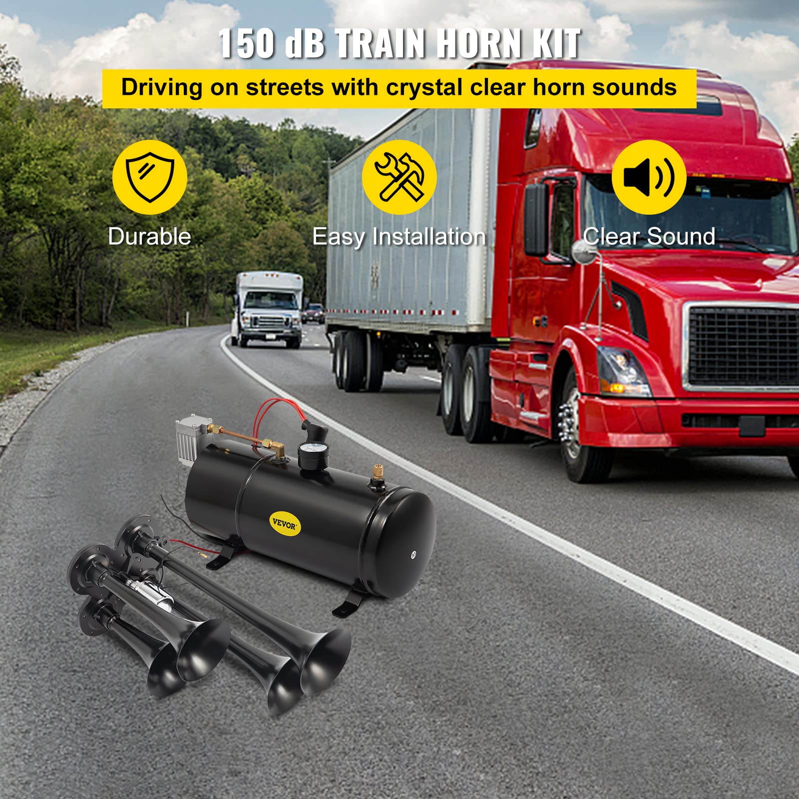 Foto 2 | Kit Train Horns Vevor 150db Con Compresor De Aire De 120 Psi Y 12 V - Venta Internacional.