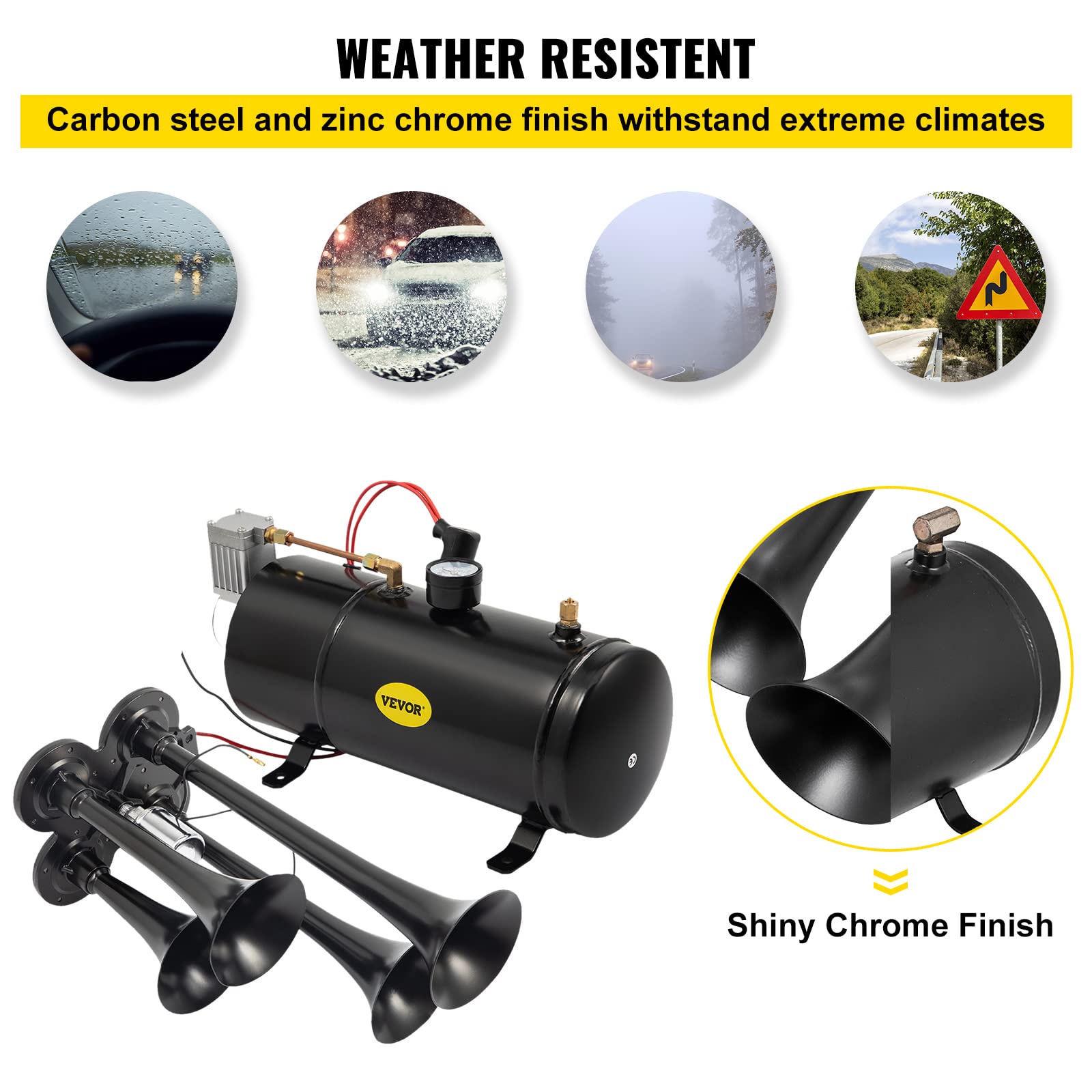 Foto 6 pulgar | Kit Train Horns Vevor 150db Con Compresor De Aire De 120 Psi Y 12 V - Venta Internacional.