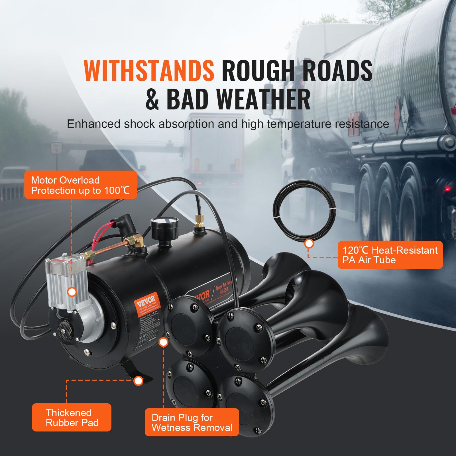 Foto 4 | Kit De Trompetas Train Horns Vevor 4, 150 Db, Para Camionetas De 12 V - Venta Internacional.