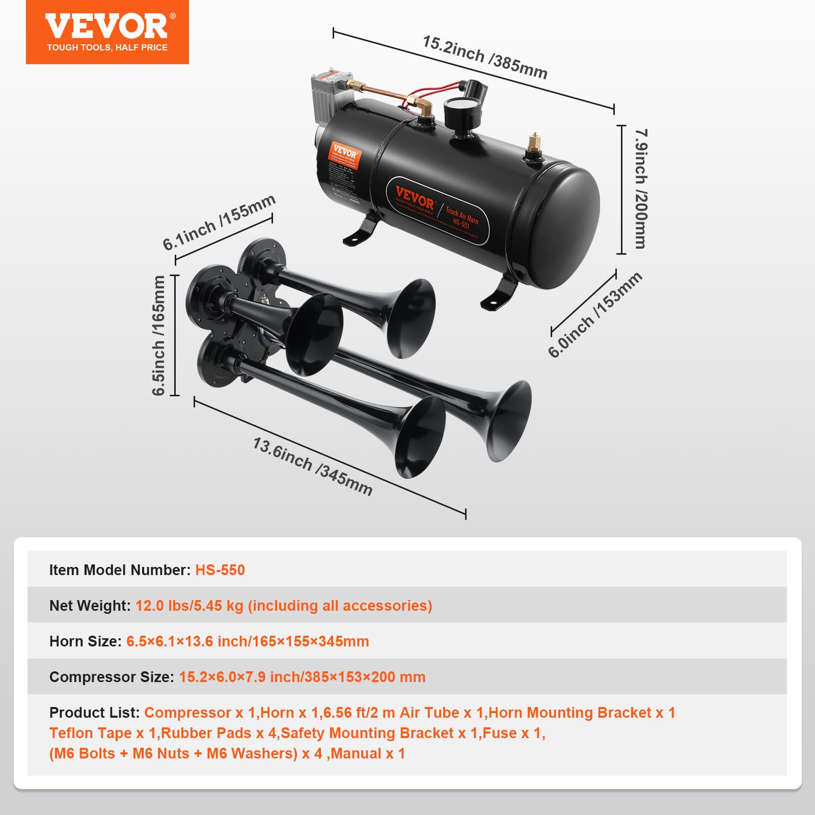 Foto 8 pulgar | Kit De Trompetas Train Horns Vevor 4, 150 Db, Para Camionetas De 12 V - Venta Internacional.