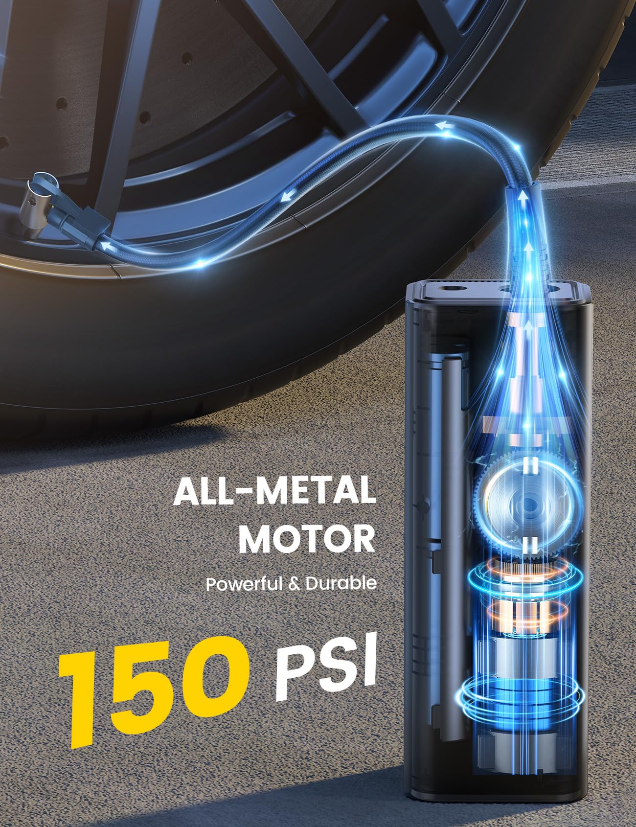 Foto 4 pulgar | Compresor de Aire Portátil Lamicall con Accesorios 150 Psi 12 V - Venta Internacional