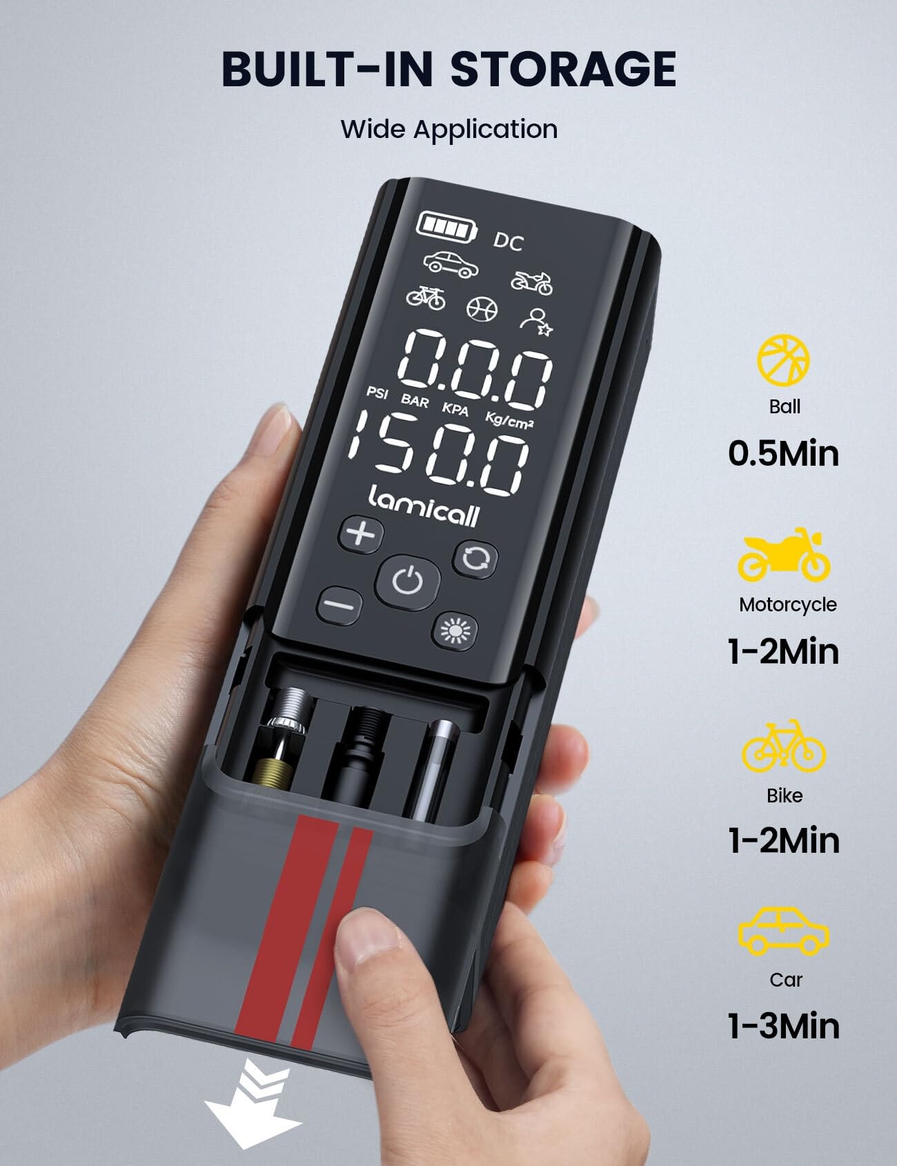 Foto 5 pulgar | Compresor de Aire Portátil Lamicall con Accesorios 150 Psi 12 V - Venta Internacional