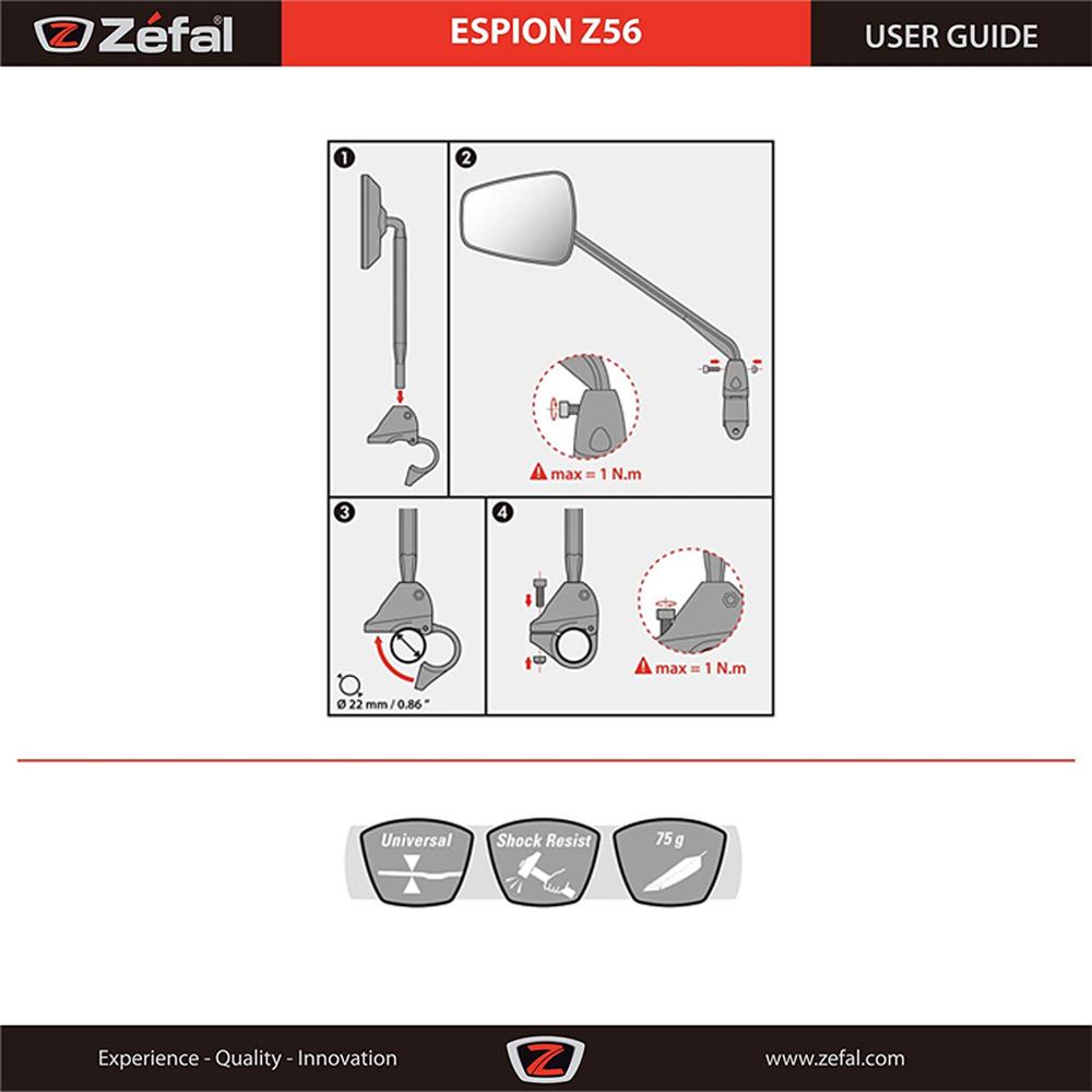 Foto 4 | Espejo Retrovisor Bicicleta Izquierdo Zefal Negro