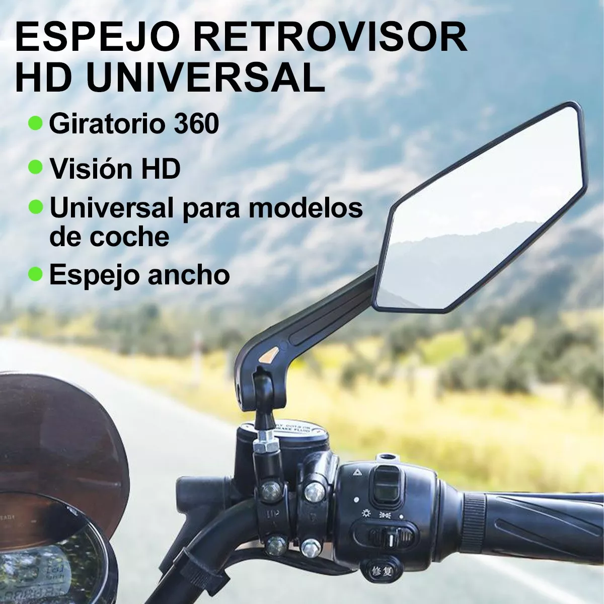 Foto 2 | 1par Espejos Retrovisores De Seguridad Para Bicicleta Y Moto Eo Safe Imports Esi-14520 Negro