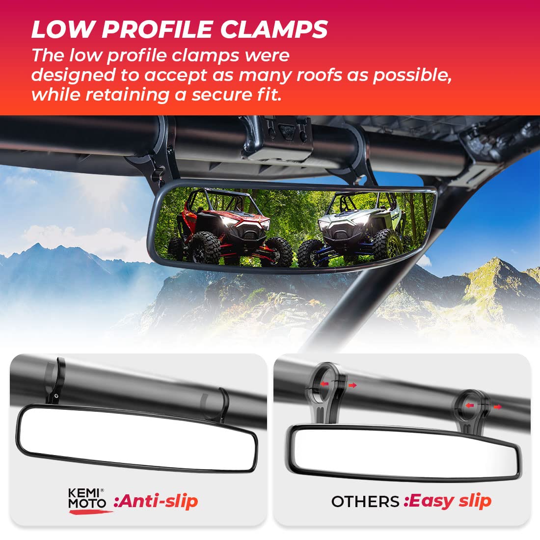 Foto 5 pulgar | Espejo Central Retrovisor Utv Kemimoto De 17 Cm Para Polaris Rzr - Venta Internacional.