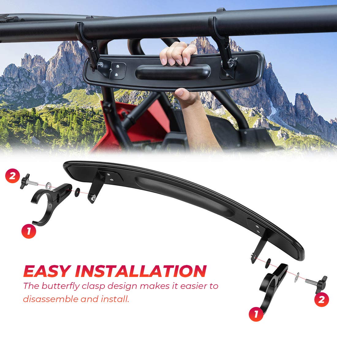 Foto 7 pulgar | Espejo Central Retrovisor Utv Kemimoto De 17 Cm Para Polaris Rzr - Venta Internacional.