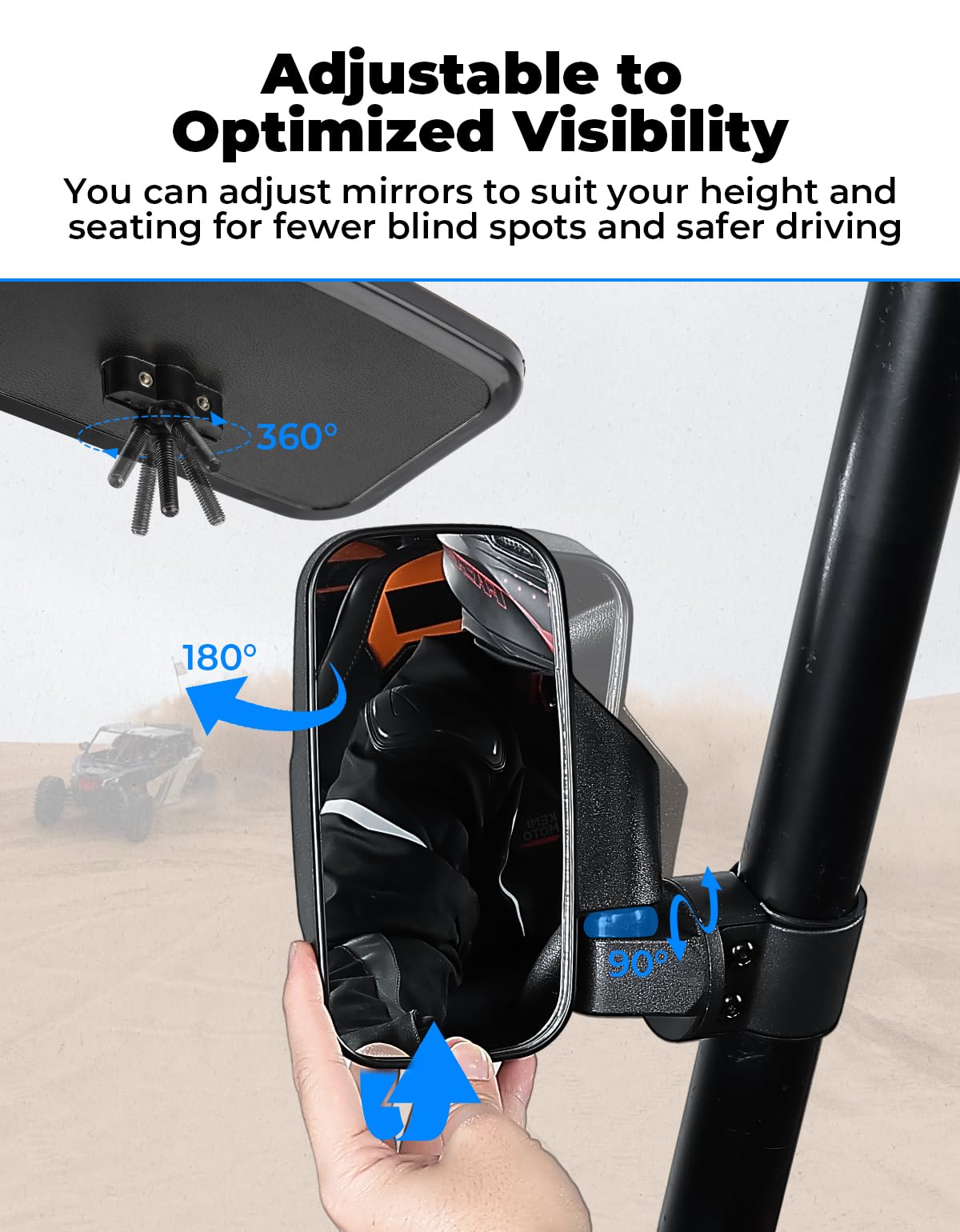 Foto 4 pulgar | Espejos Laterales Utv Y Espejo Central Kemimoto Para Polaris Rzr - Venta Internacional.