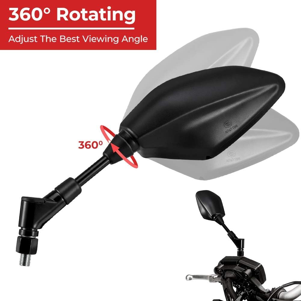 Foto 4 pulgar | Espejos Retrovisores Para Moto Kemimoto, Convexos, Negros, Universales - Venta Internacional.
