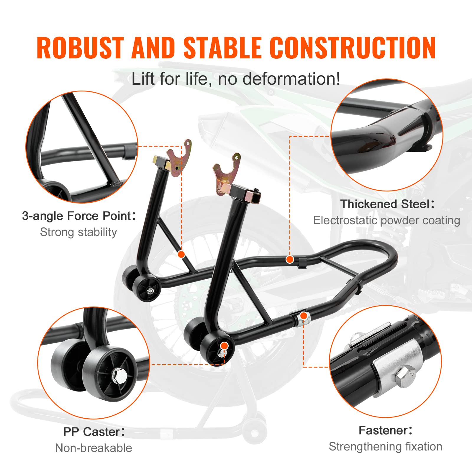Foto 3 pulgar | Soporte De Rueda Trasera Para Motocicleta Vevor, 850 Libras De Capacidad, Negro - Venta Internacional.