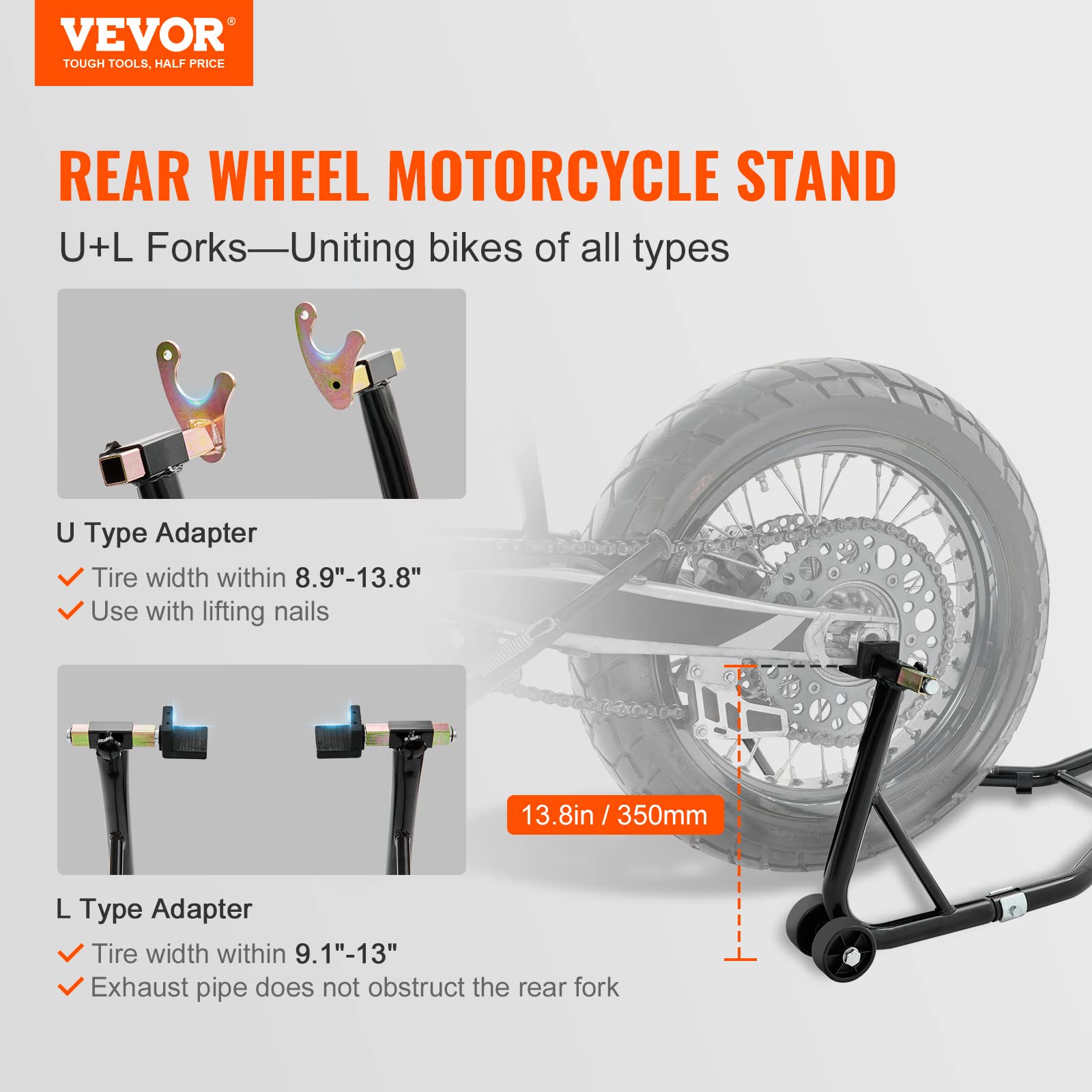 Foto 4 pulgar | Soporte De Rueda Trasera Para Motocicleta Vevor, 850 Libras De Capacidad, Negro - Venta Internacional.