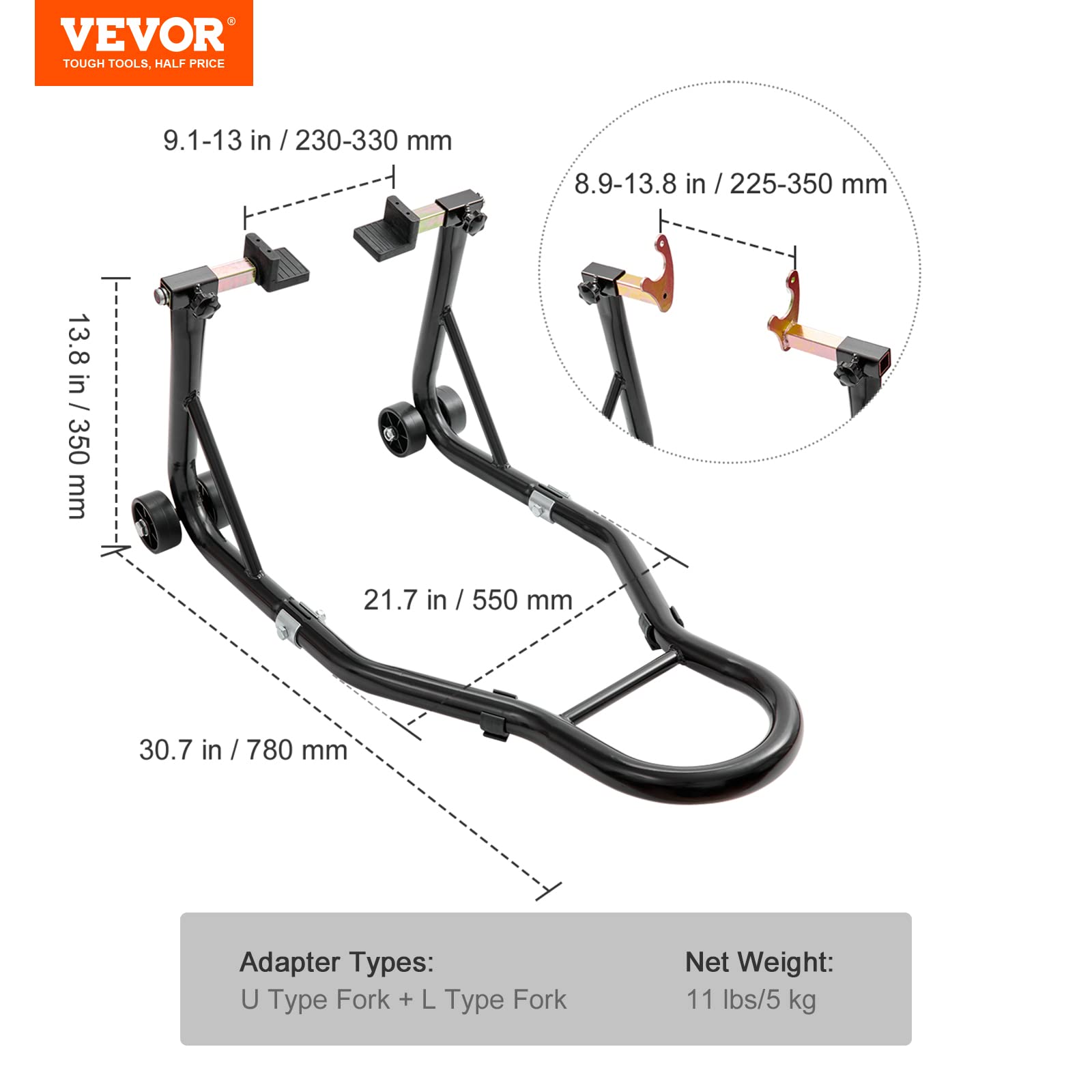 Foto 8 pulgar | Soporte De Rueda Trasera Para Motocicleta Vevor, 850 Libras De Capacidad, Negro - Venta Internacional.