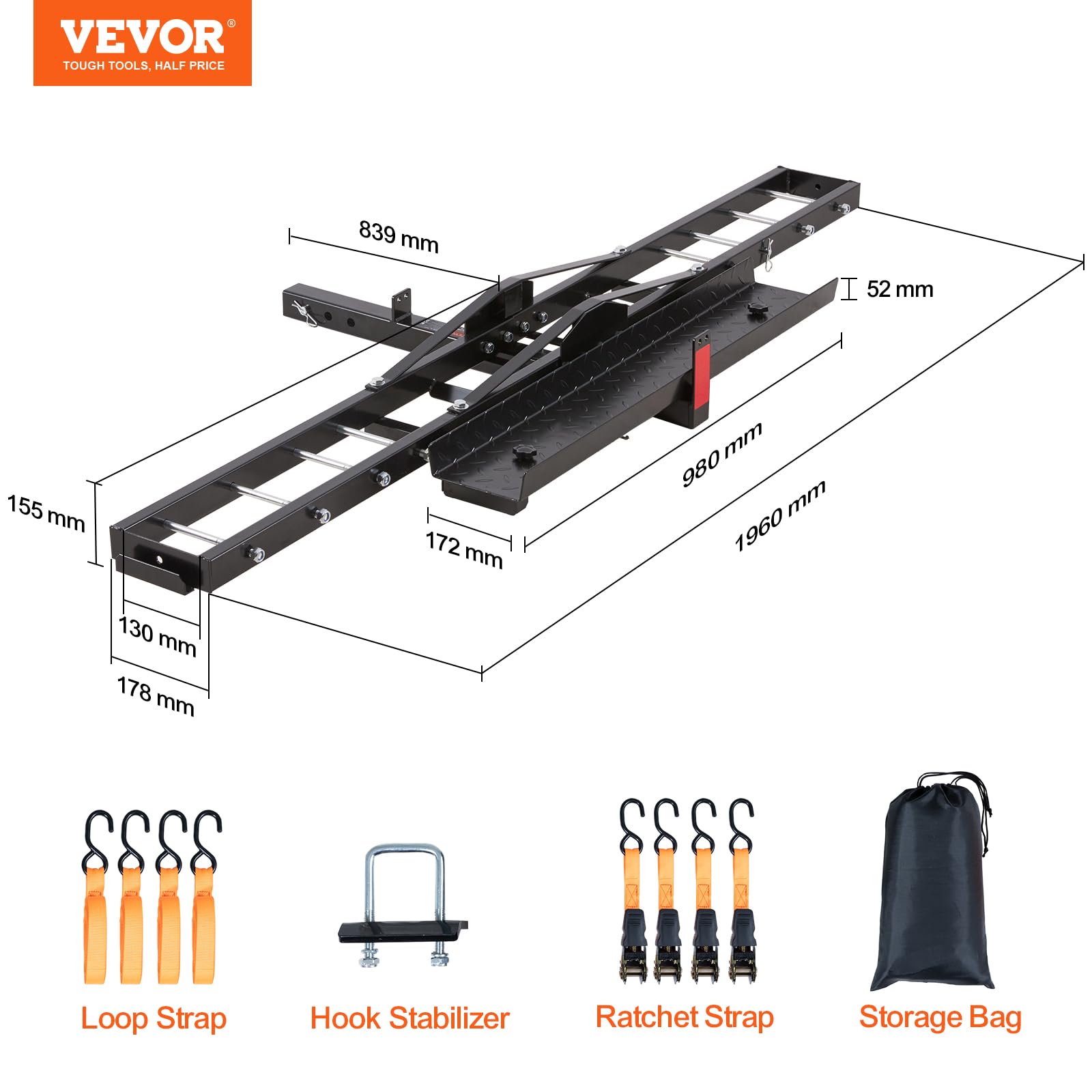 Foto 8 pulgar | Soporte De Enganche De Acero Vevor Para Motocicleta, 272 Kg, 2 Pulgadas - Venta Internacional.