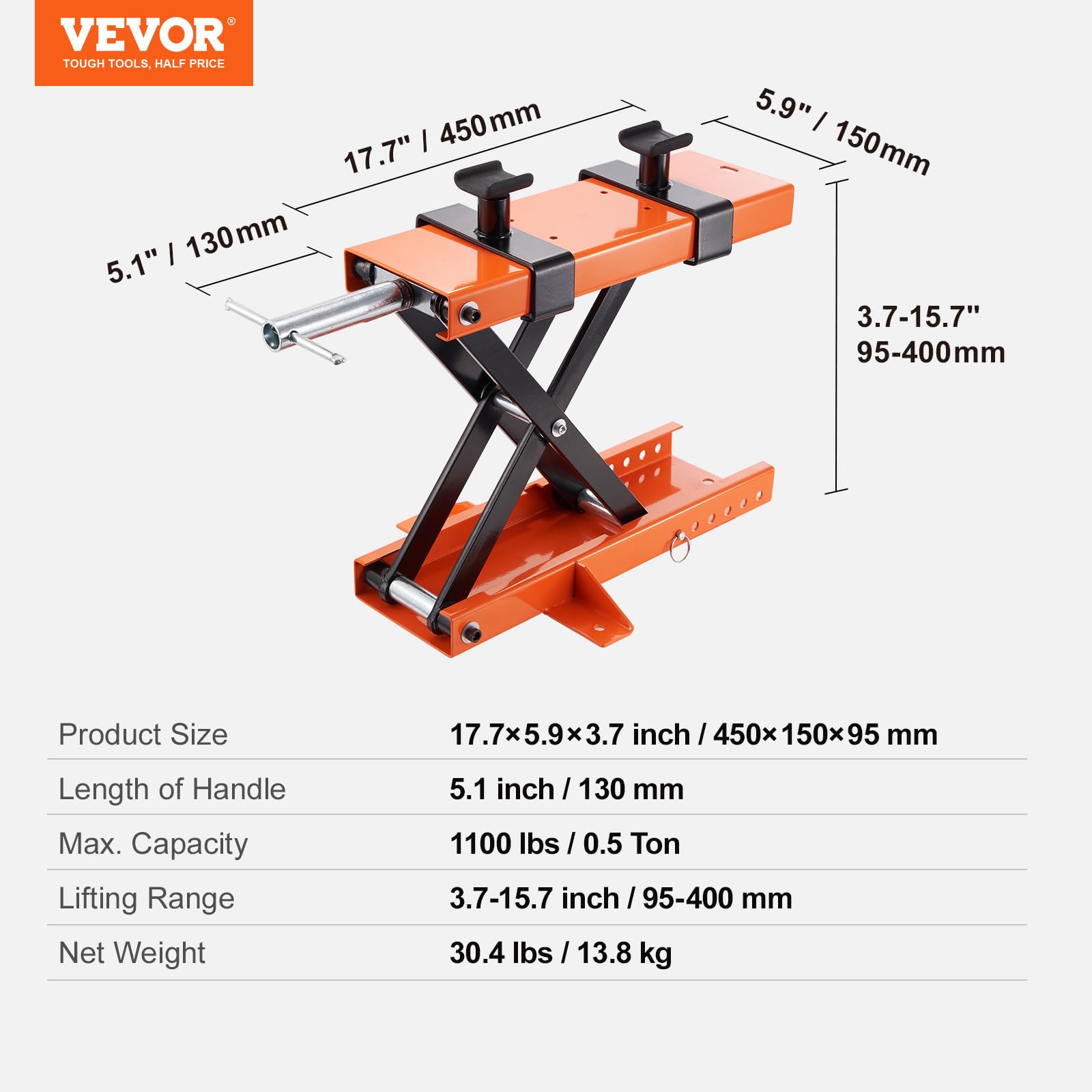 Foto 8 pulgar | Elevador De Motocicletas Vevor, 500 Kg, Con Conector De Tijera Central, 1100 Libras - Venta Internacional.