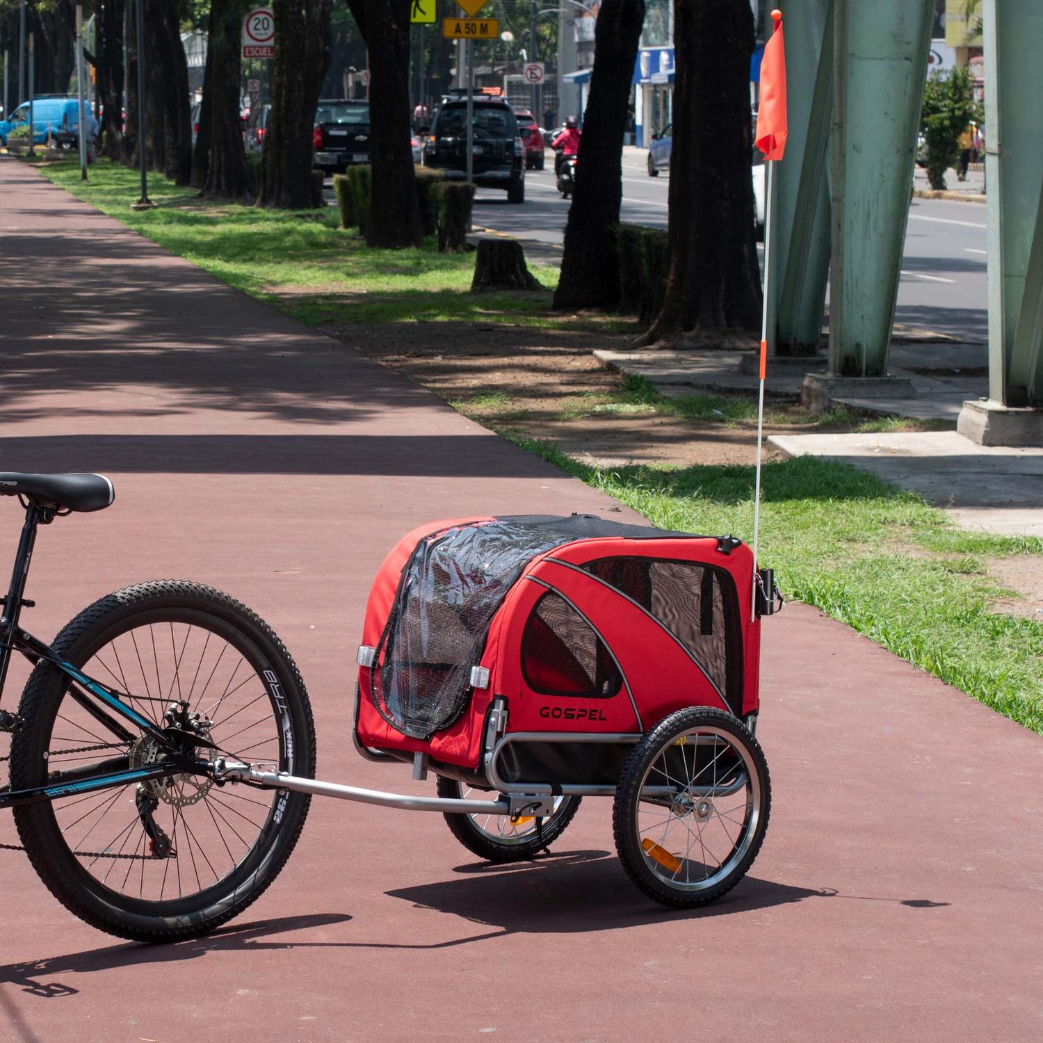 Foto 7 | Remolque de Bicicleta para Mascotas Gospel 10201 30 kg R16 Trasera R12 Delantera color Rojo