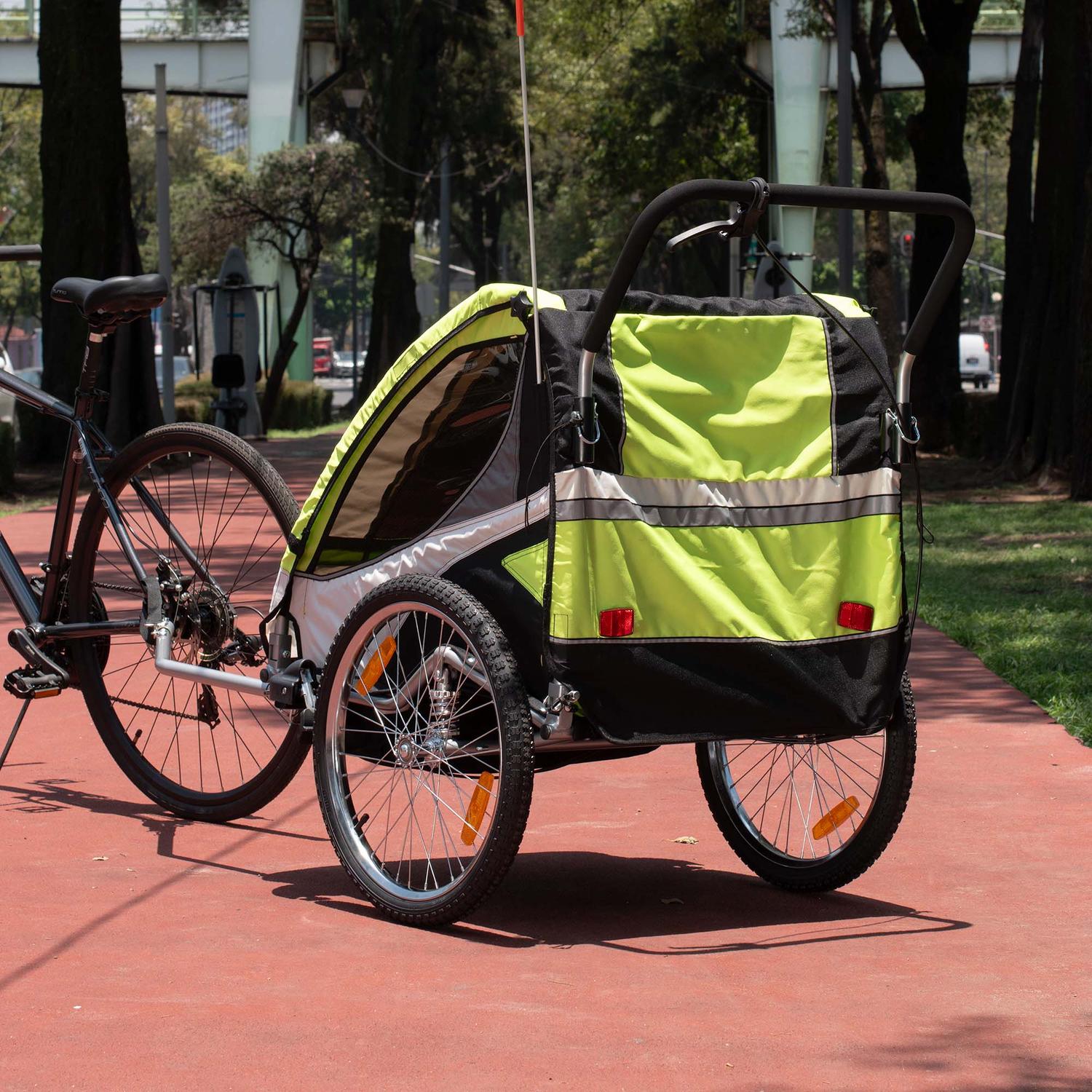 Foto 9 pulgar | Remolque de Bicicleta con Suspensión para Niños Gospel BT-504S R20 Trasera R12 Delantera color Verde