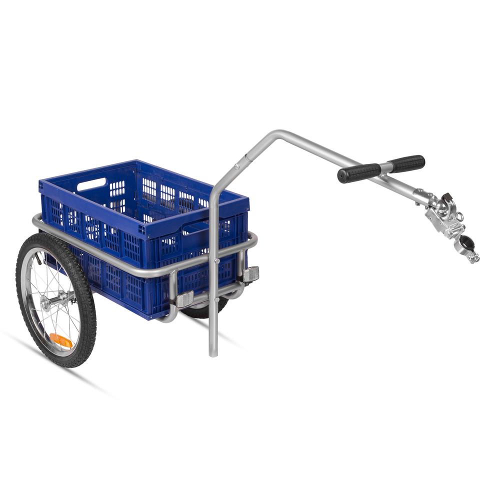 Remolque de Carga para Bicicleta Gospel R16 20316 color Azul con Caja de Plástico Plegable 46 kg o 45 L