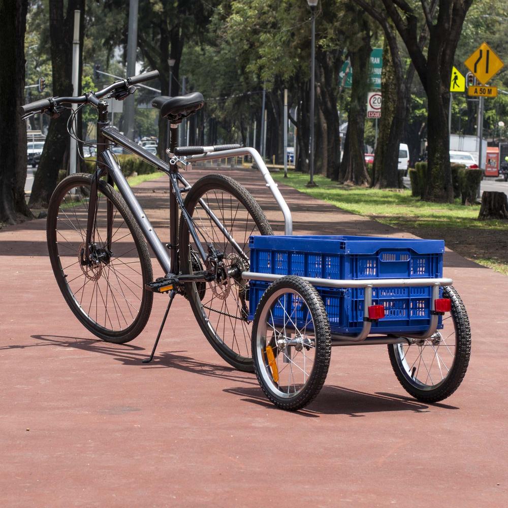 Foto 8 | Remolque de Carga para Bicicleta Gospel R16 20316 color Azul con Caja de Plástico Plegable 46 kg o 45 L