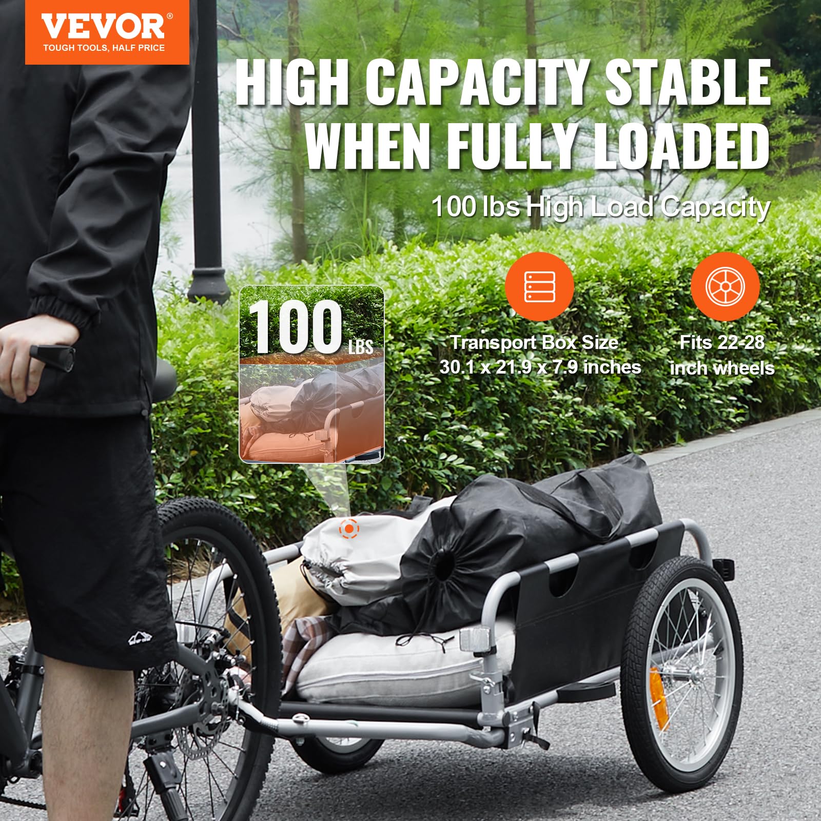 Foto 3 pulgar | Remolque De Carga Para Bicicleta Vevor, 45 Kg De Capacidad De Carga, Plegable, 16 Ruedas - Venta Internacional.