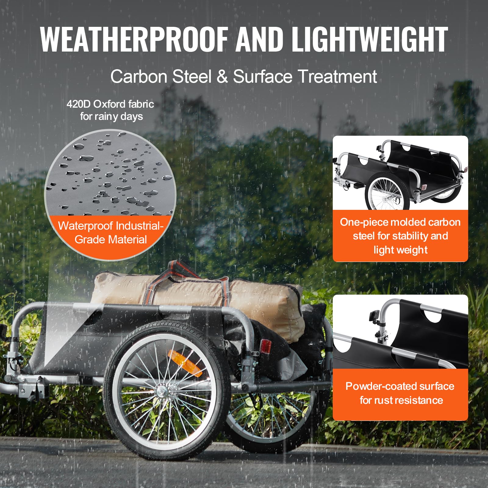 Foto 3 | Remolque De Carga Para Bicicleta Vevor, 45 Kg De Capacidad De Carga, Plegable, 16 Ruedas - Venta Internacional.