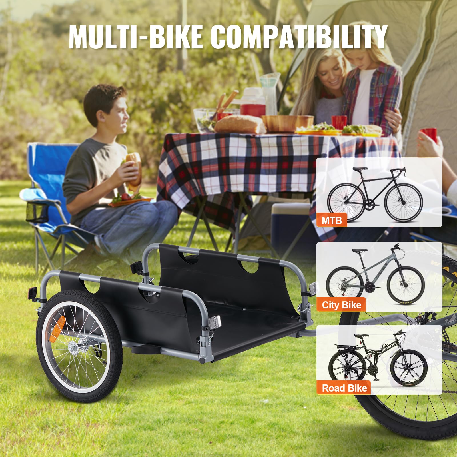 Foto 7 pulgar | Remolque De Carga Para Bicicleta Vevor, 45 Kg De Capacidad De Carga, Plegable, 16 Ruedas - Venta Internacional.