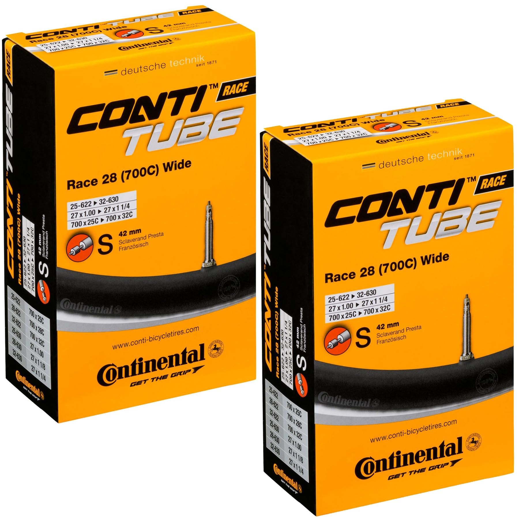 Tubos Interiores Continental Race 28 Anchos 700x25-32c 42 Mm (x2) - Venta Internacional.