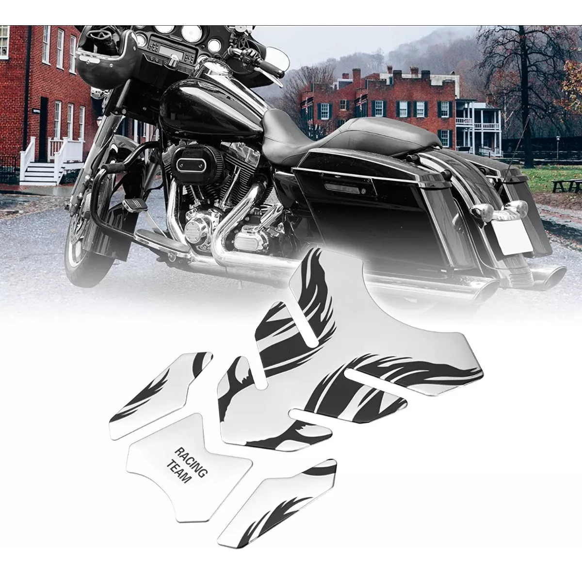 Foto 4 pulgar | Calcomanias Motos 3D Protector de Cubre Tanque Eo Safe Imports Esi-8981 Plata